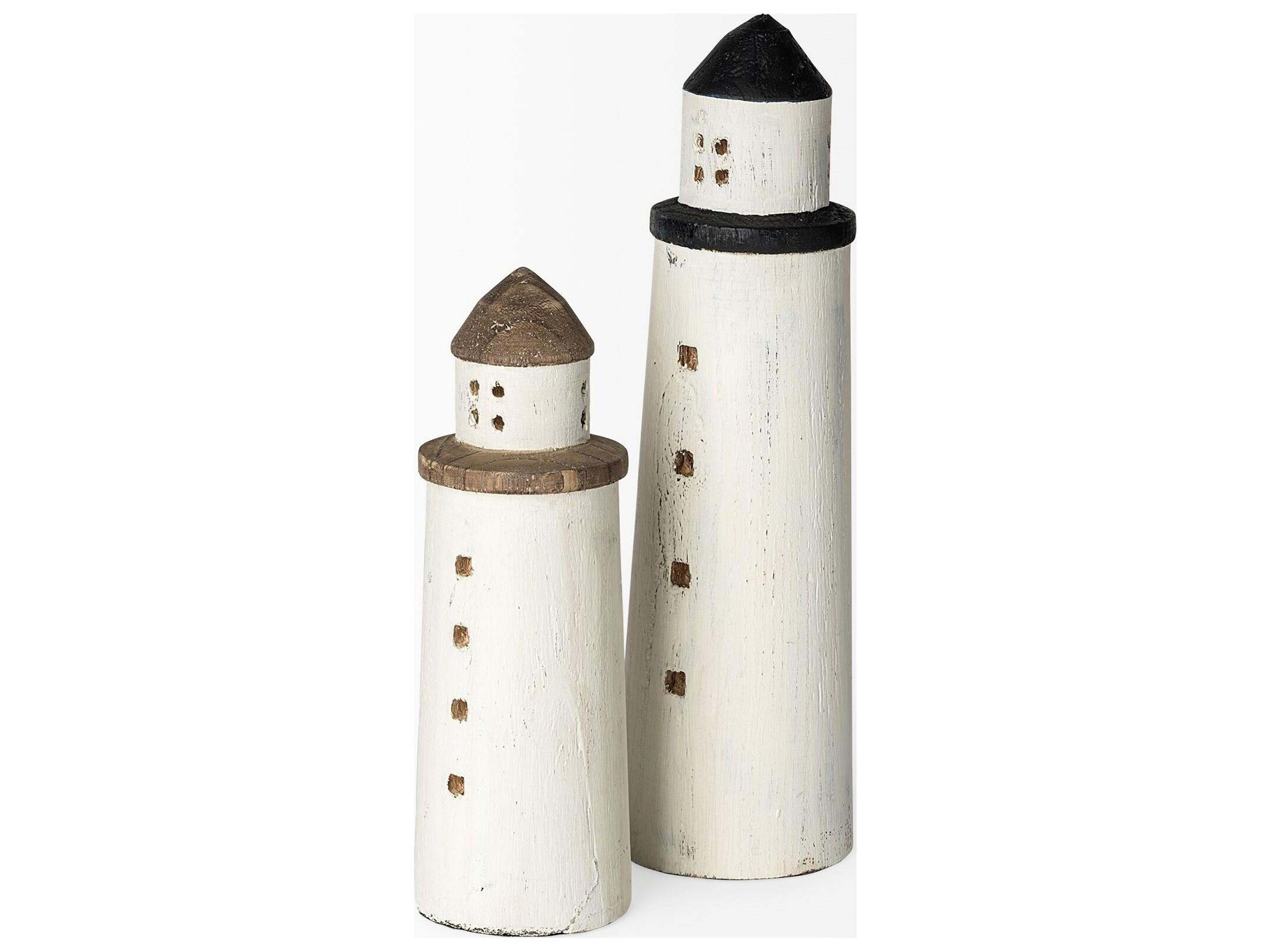 Mercana Abner (Large) 4L x 4W White Wooden Coastal Lighthouse