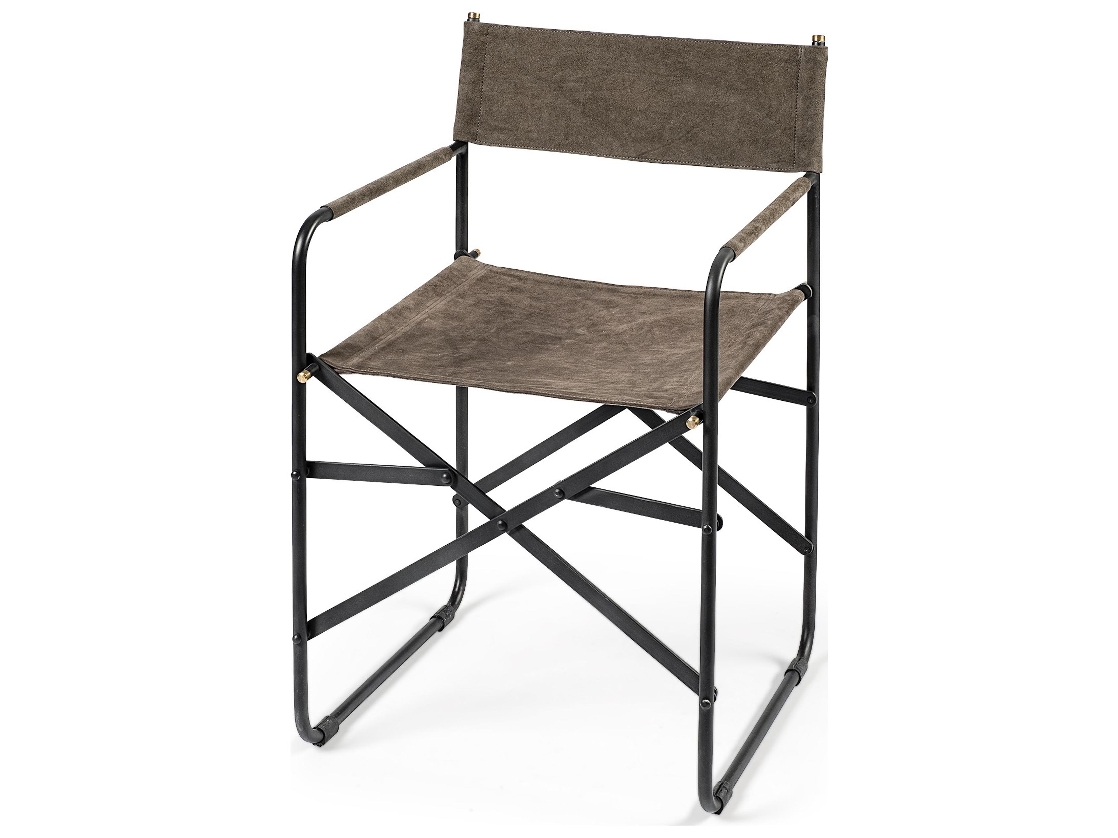 Direttore 19.25L x 20W x 31H  Brown/Gray Suede W/ Metal Frame Dining Chair