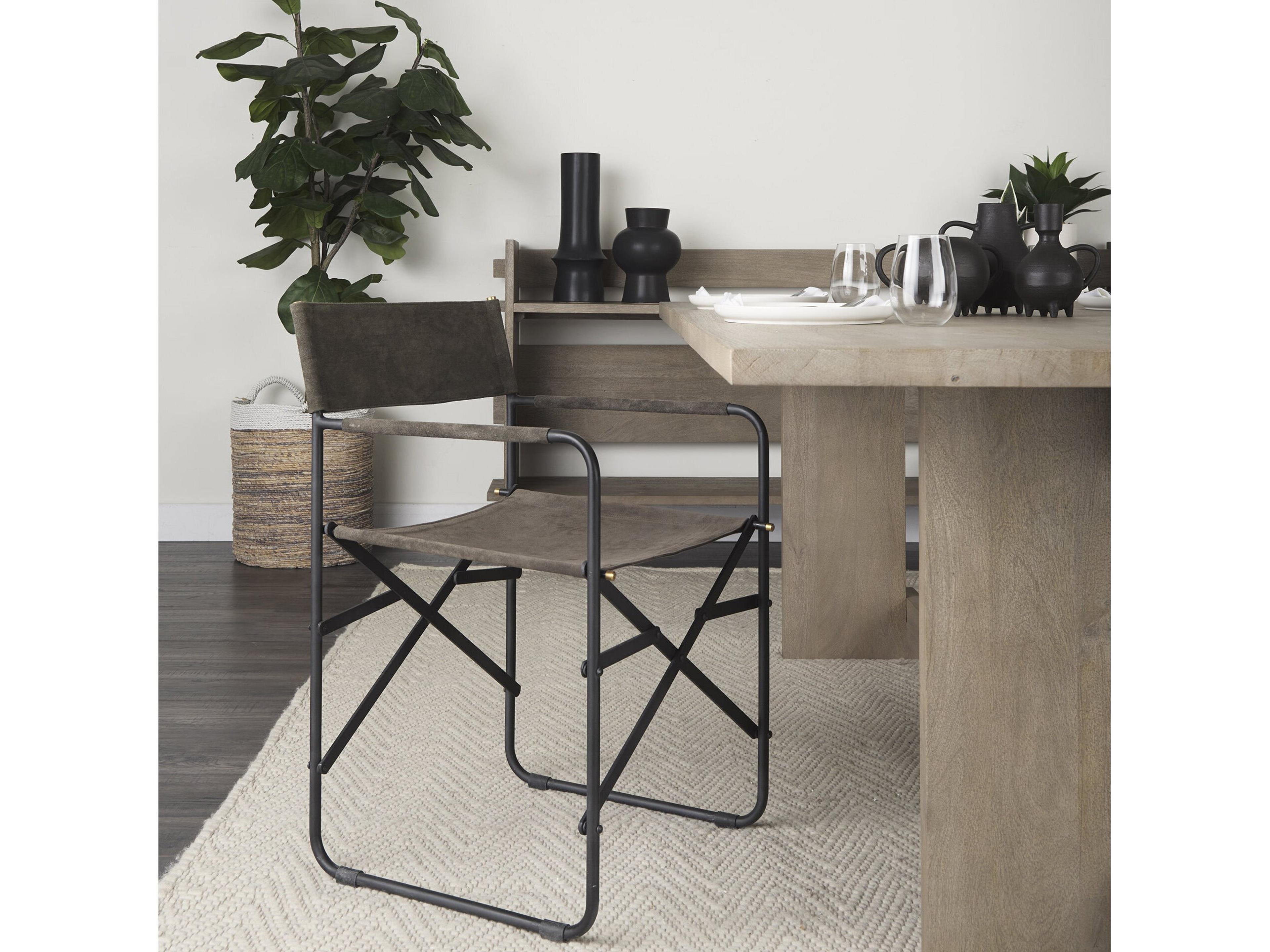 Mercana Direttore 19.25L x 20W x 31H  Brown/Gray Suede W/ Metal Frame Dining Chair