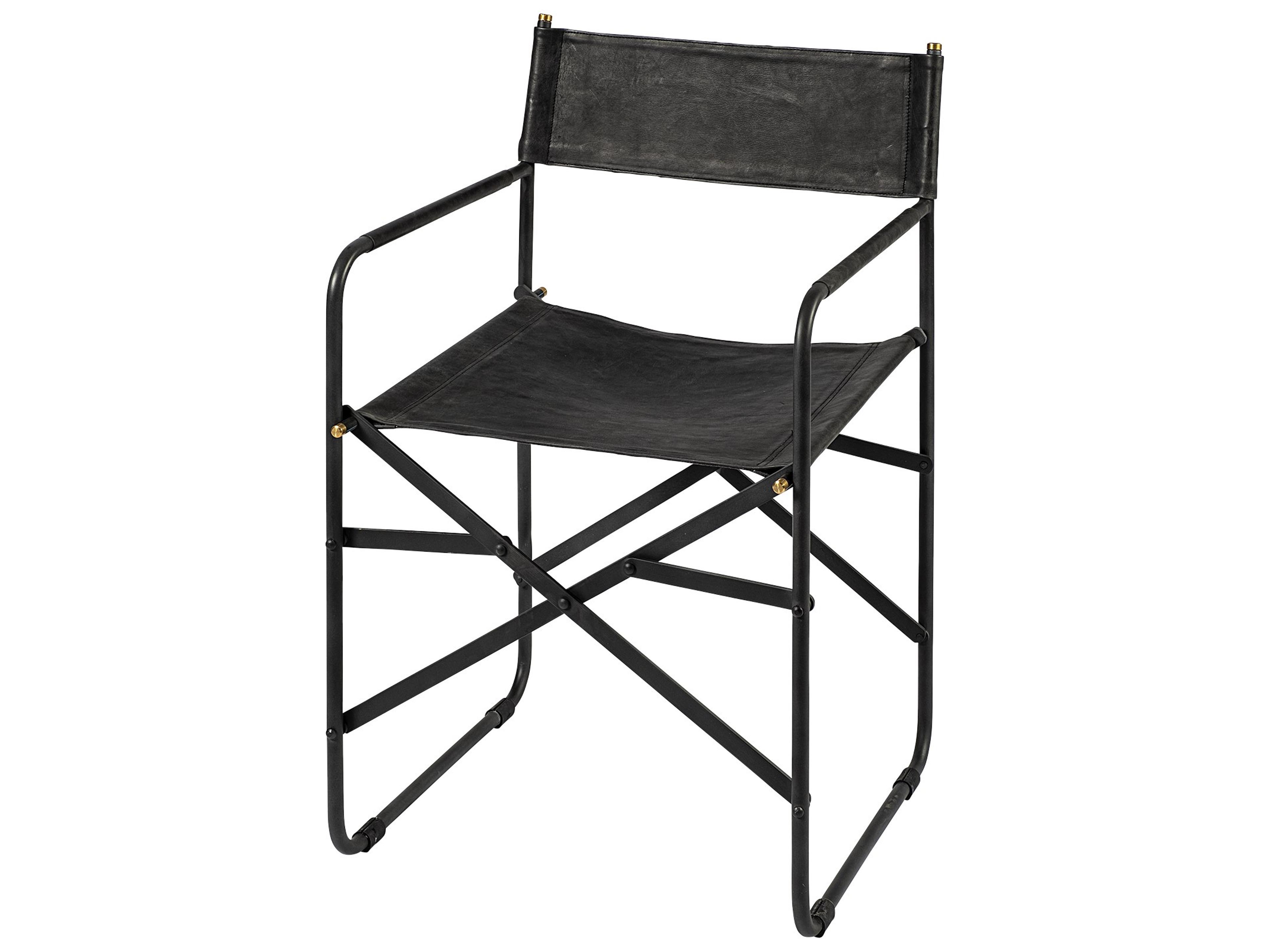 Direttore Black Iron Frame Black Leather Dining Chair