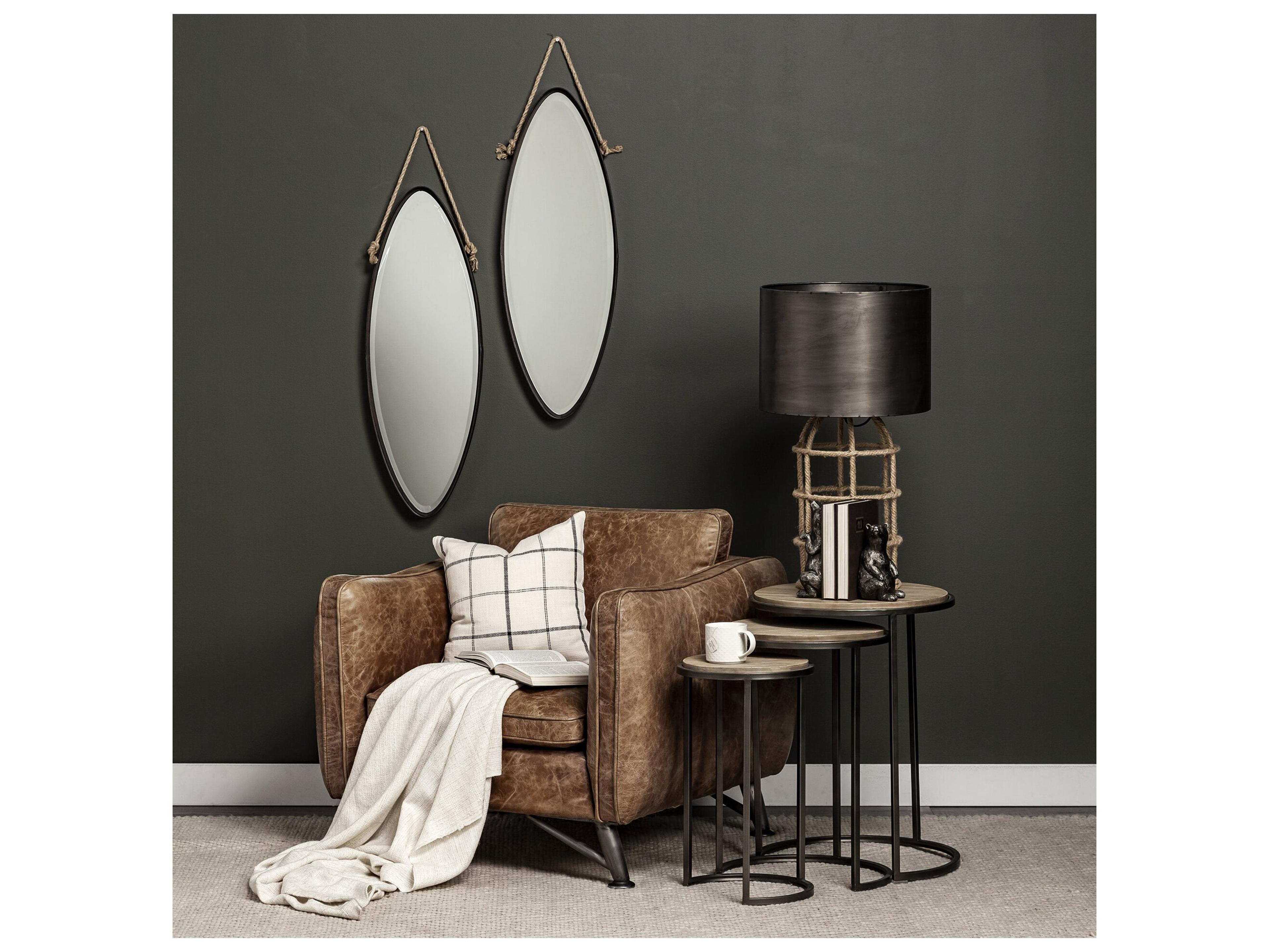 Mercana Glover (Set of 3) 20L x 20W Brown Wood Round Top W/Metal Nesting Accent Tables