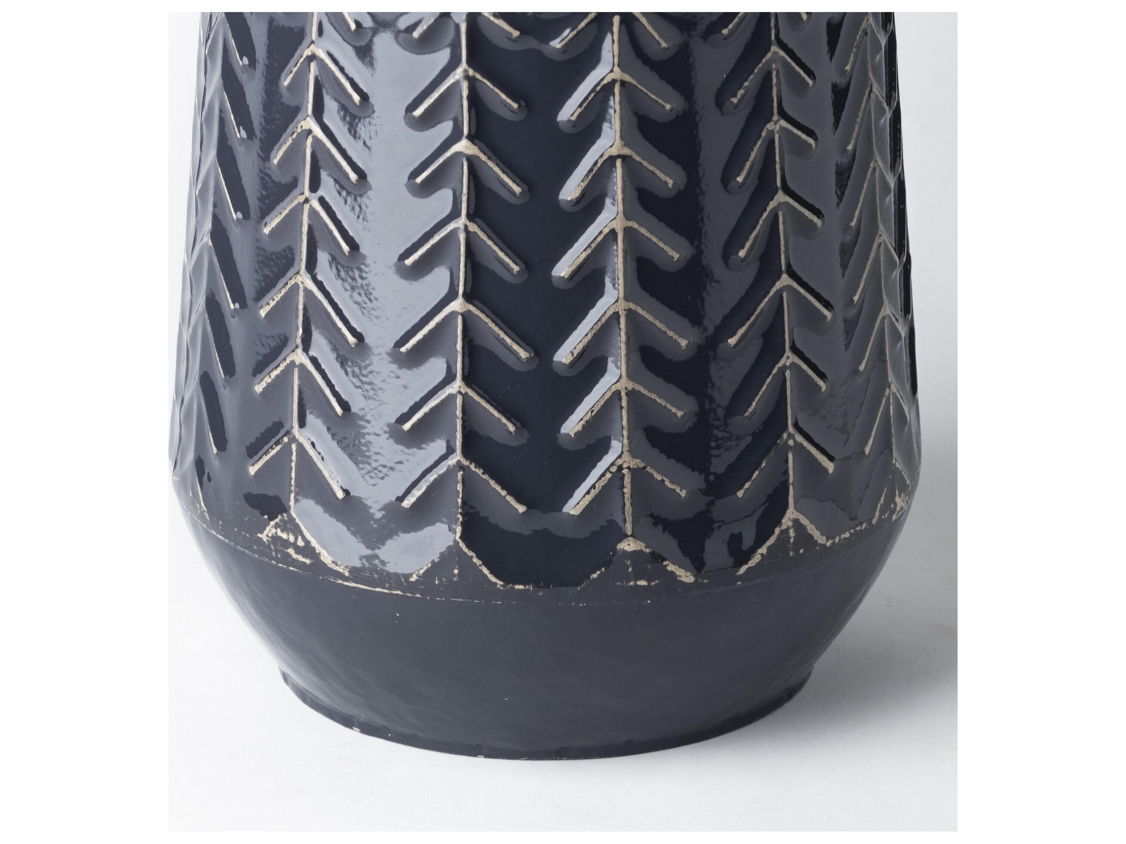 Mercana Gemma I Metal Glossy Dark Blue Chevron Vase