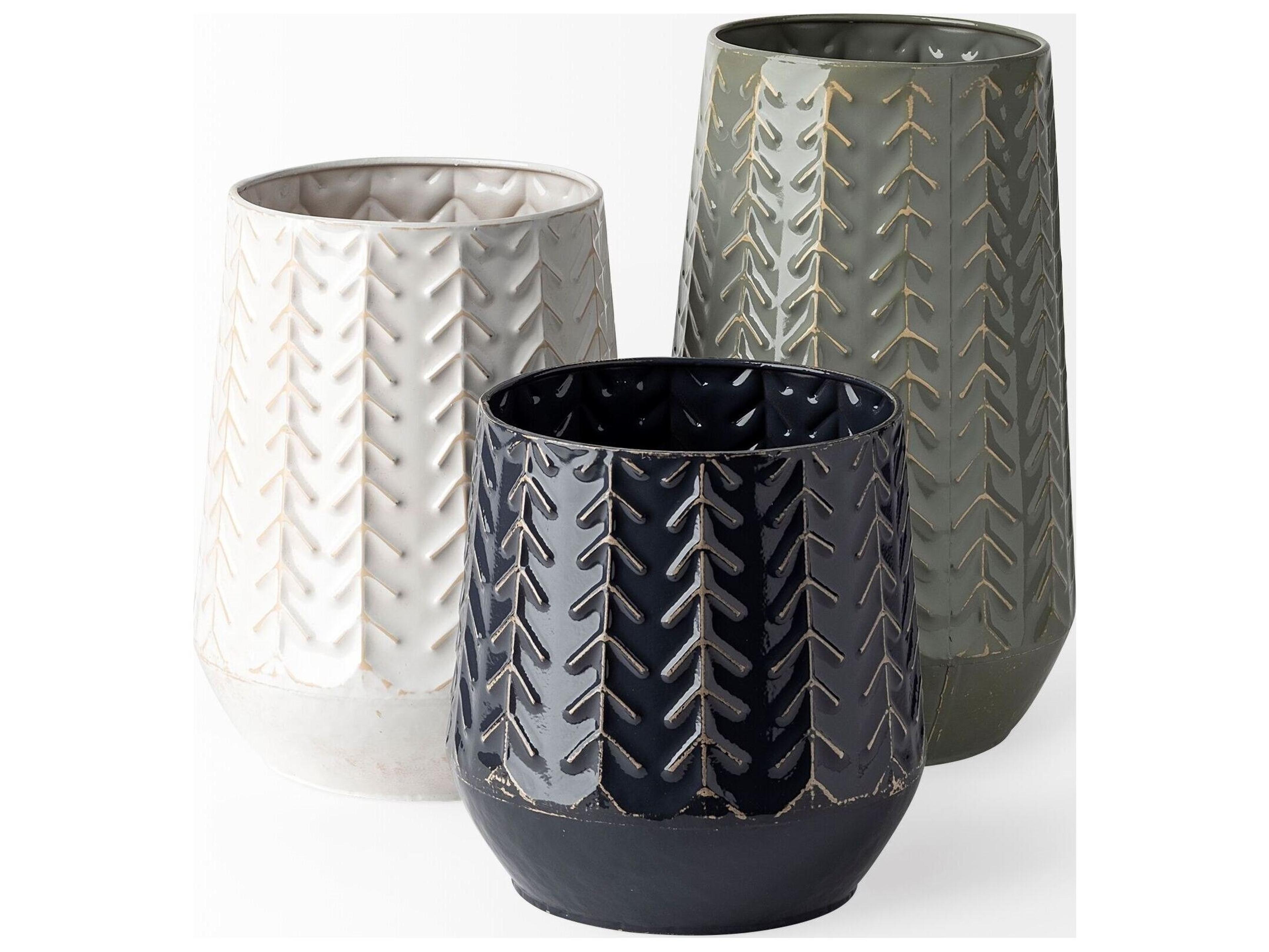 Mercana Gemma I Metal Glossy Dark Blue Chevron Vase