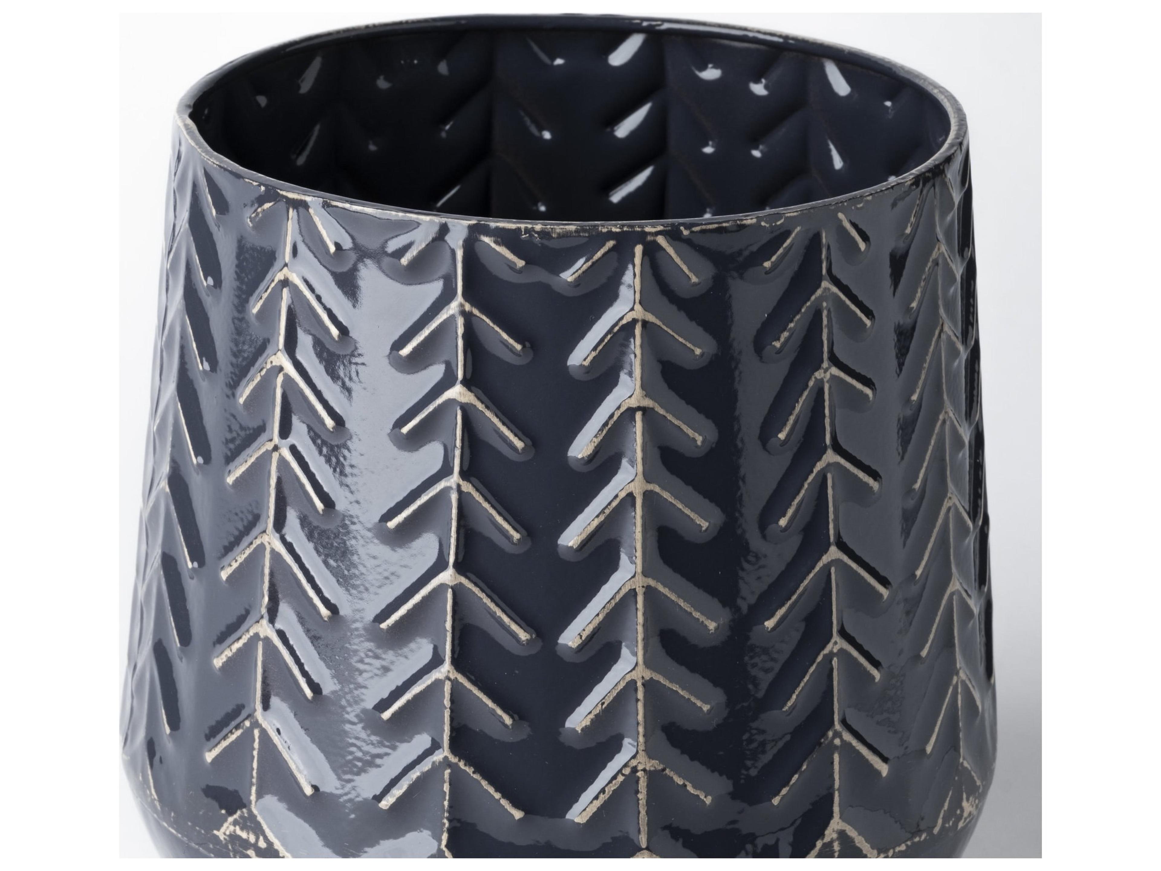 Mercana Gemma I Metal Glossy Dark Blue Chevron Vase