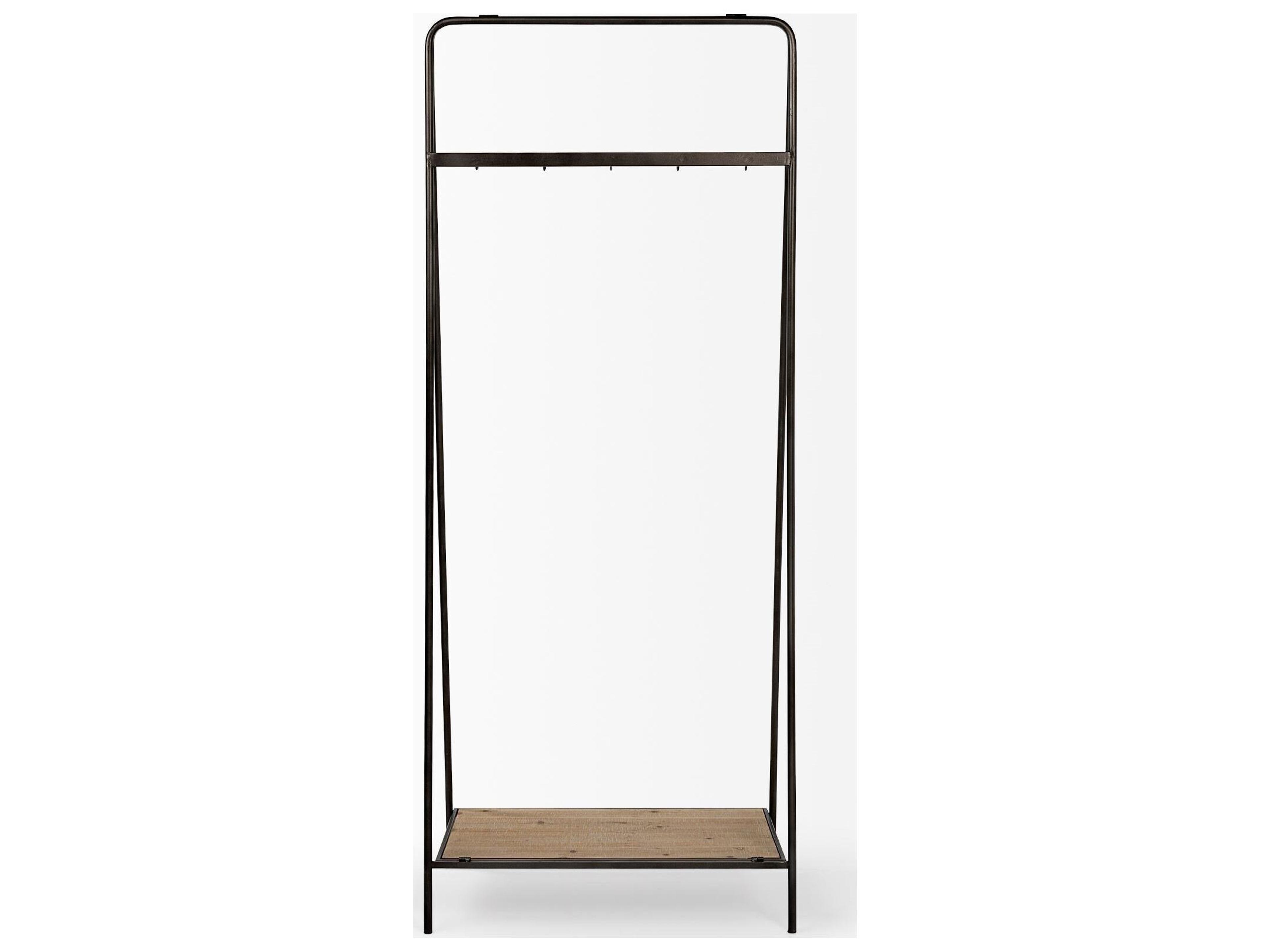 Mercana Carell 31L x 18W Black Metal And Wood Shelf Hall Tree