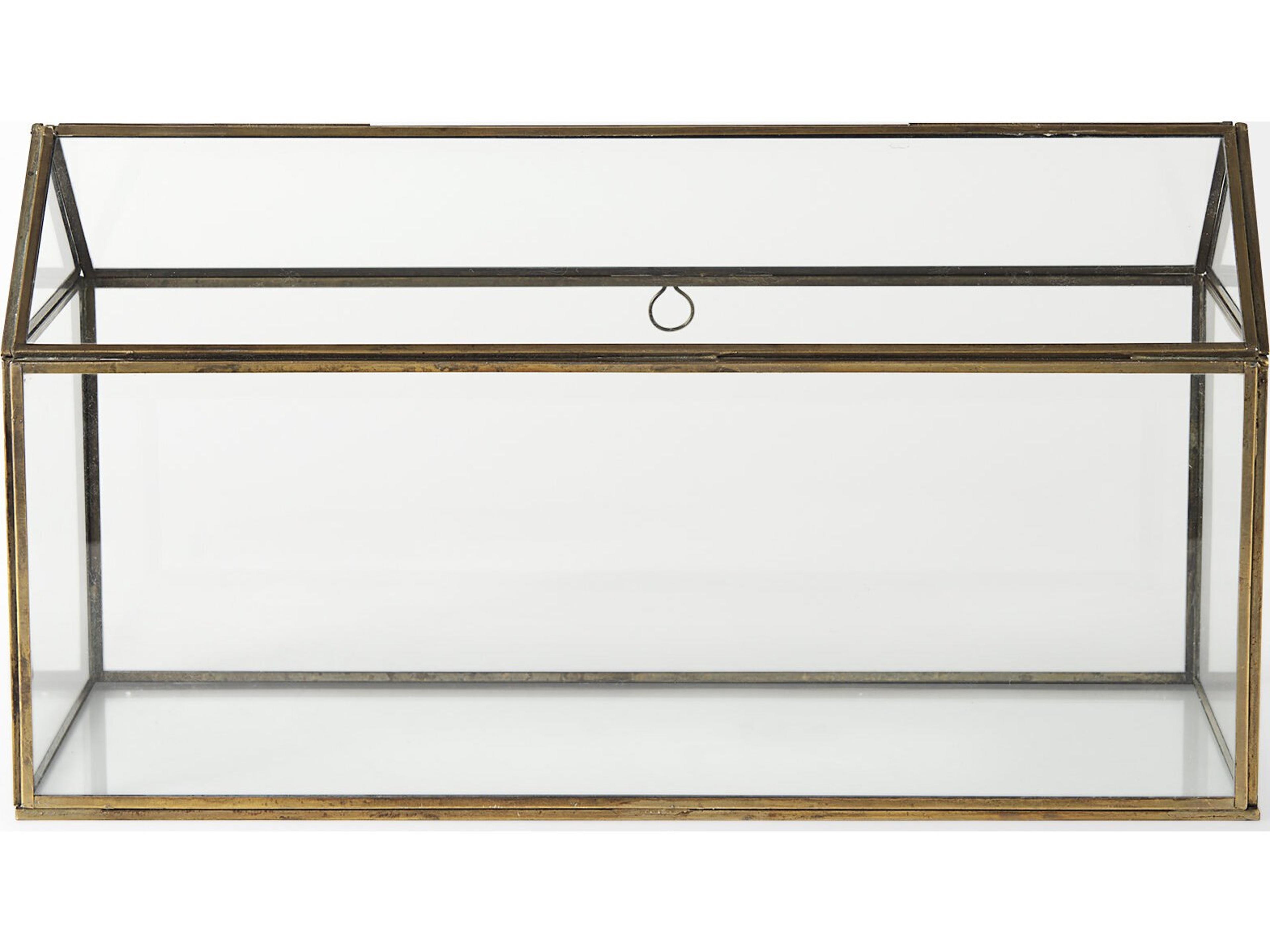 Mercana Hutt 16L x 6W x 9H Gold Glass Terrarium Box