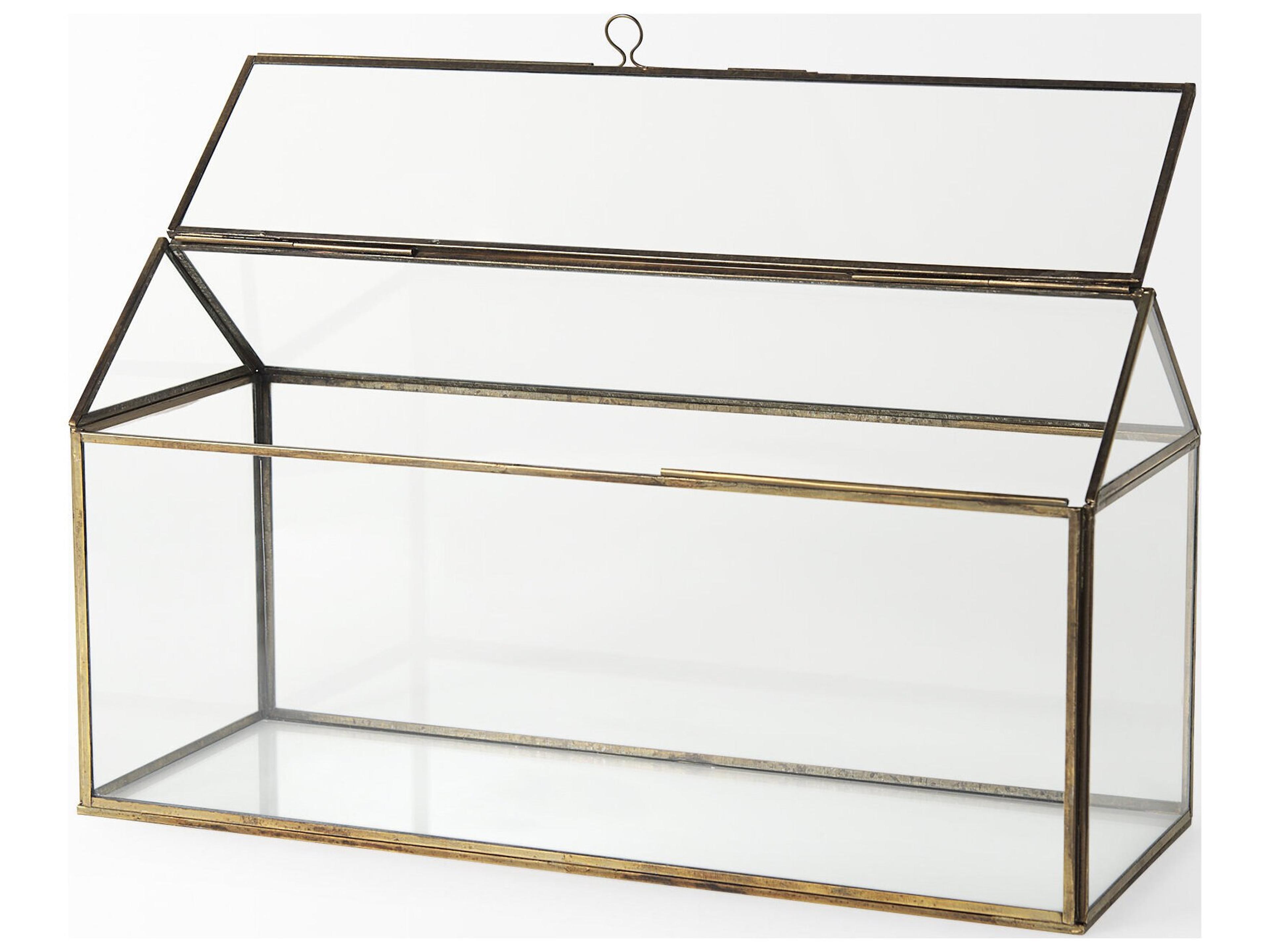 Mercana Hutt 16L x 6W x 9H Gold Glass Terrarium Box