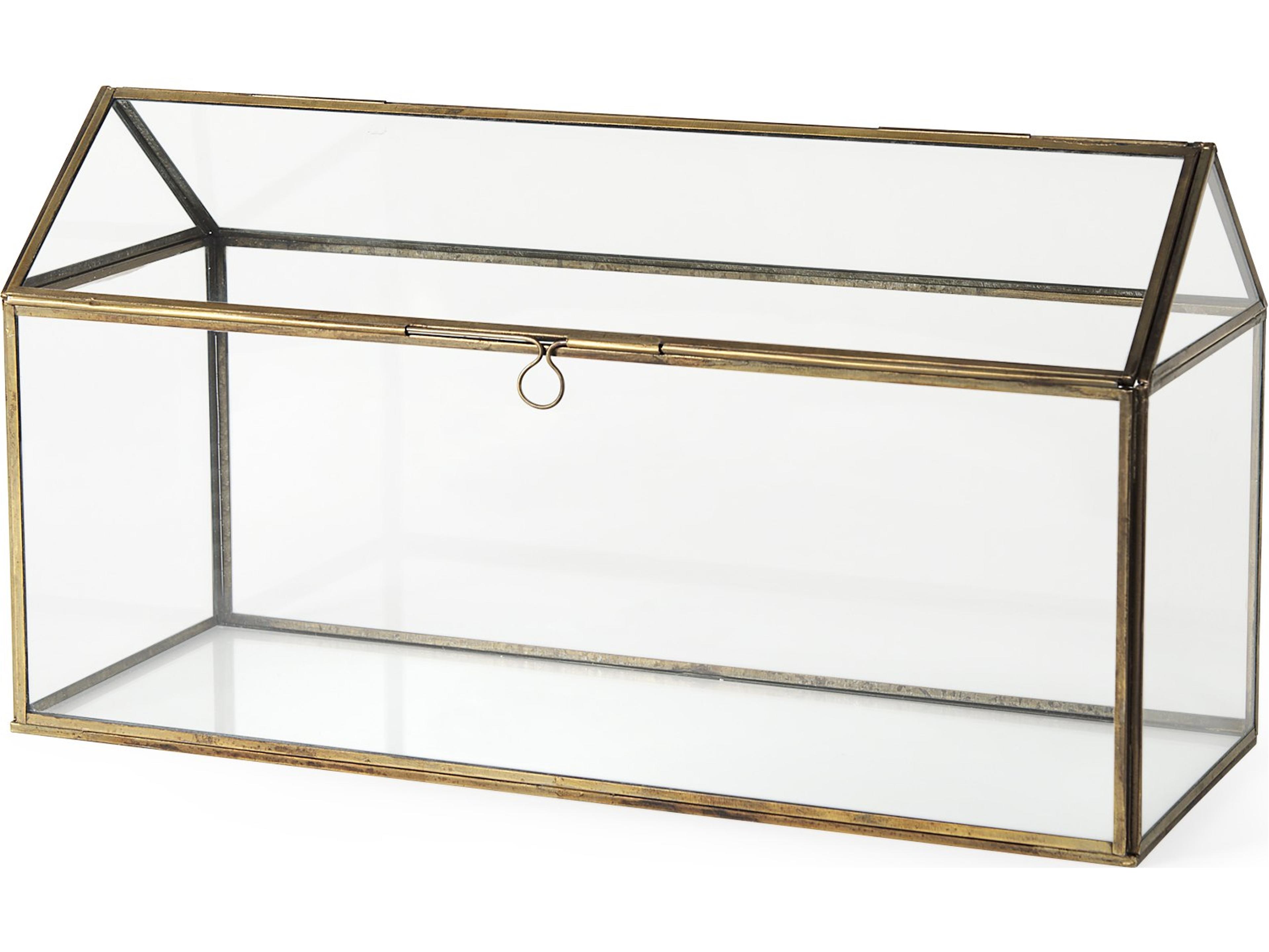 Mercana Hutt 16L x 6W x 9H Gold Glass Terrarium Box