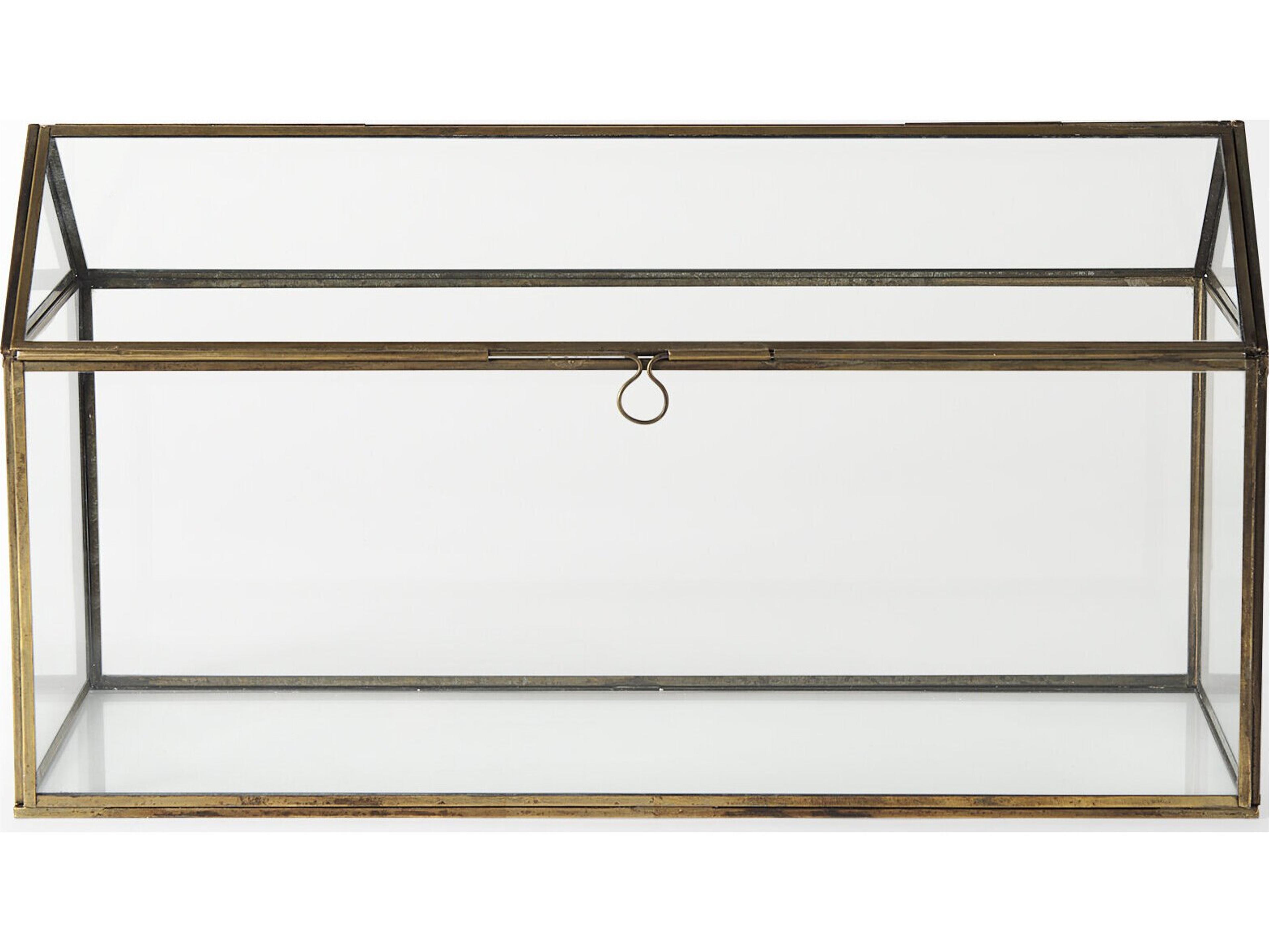 Mercana Hutt 16L x 6W x 9H Gold Glass Terrarium Box