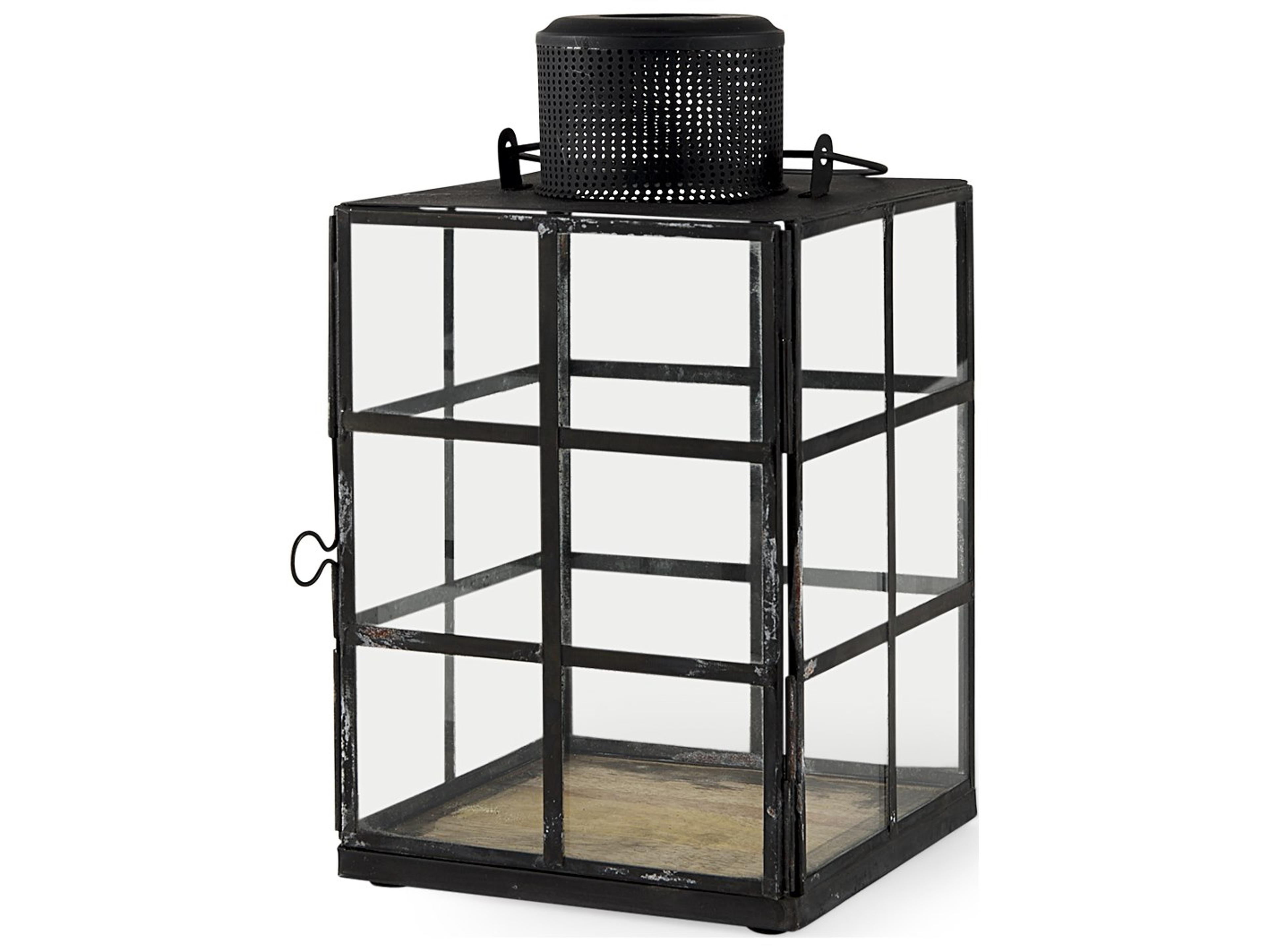 Gamfield  6.1L x 6.1W x 10.6H Small Black Metal and Glass Lantern