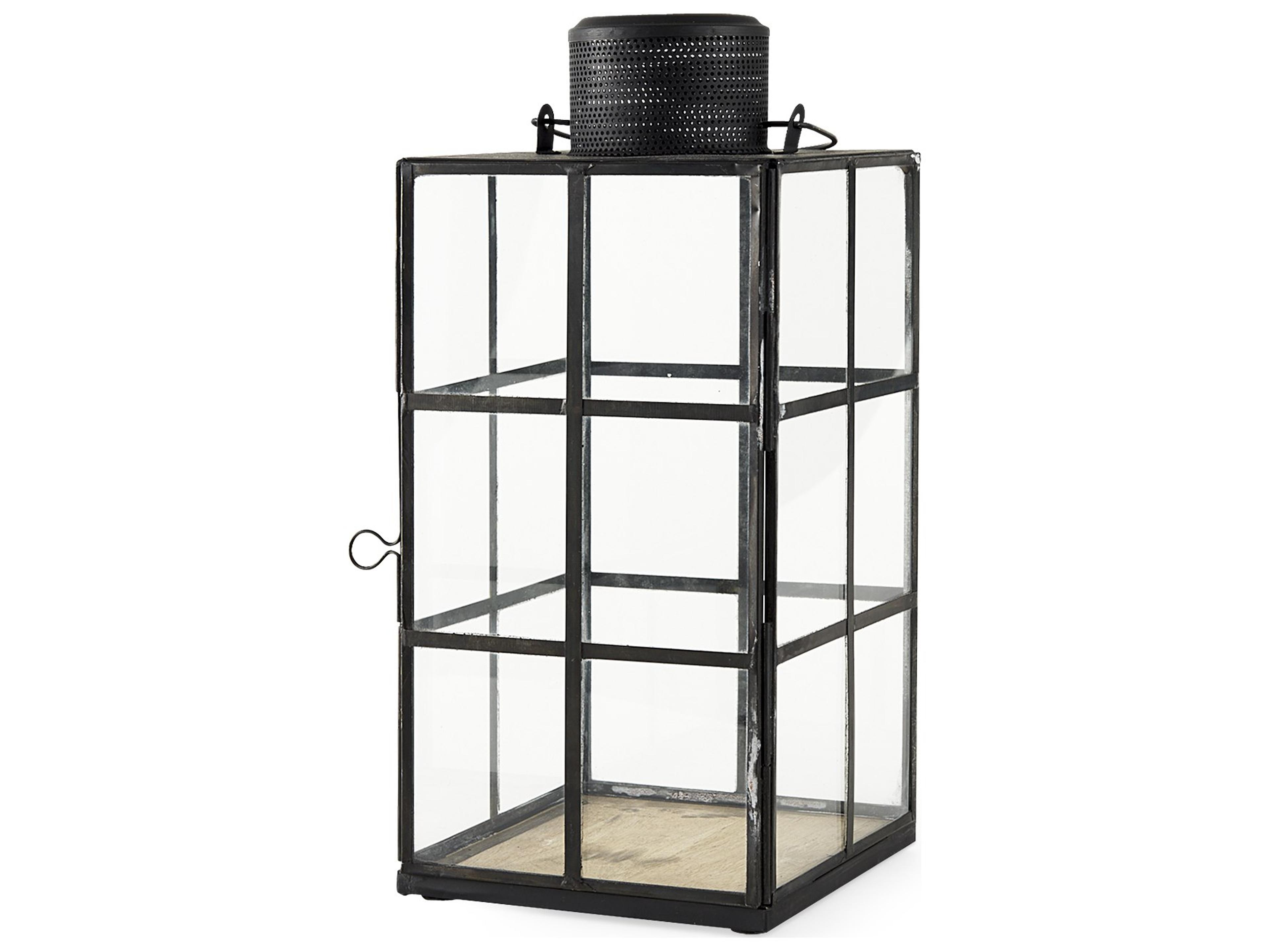Gamfield 6.1L x 6.1W x 13.4H Medium Black Metal and Glass Lantern