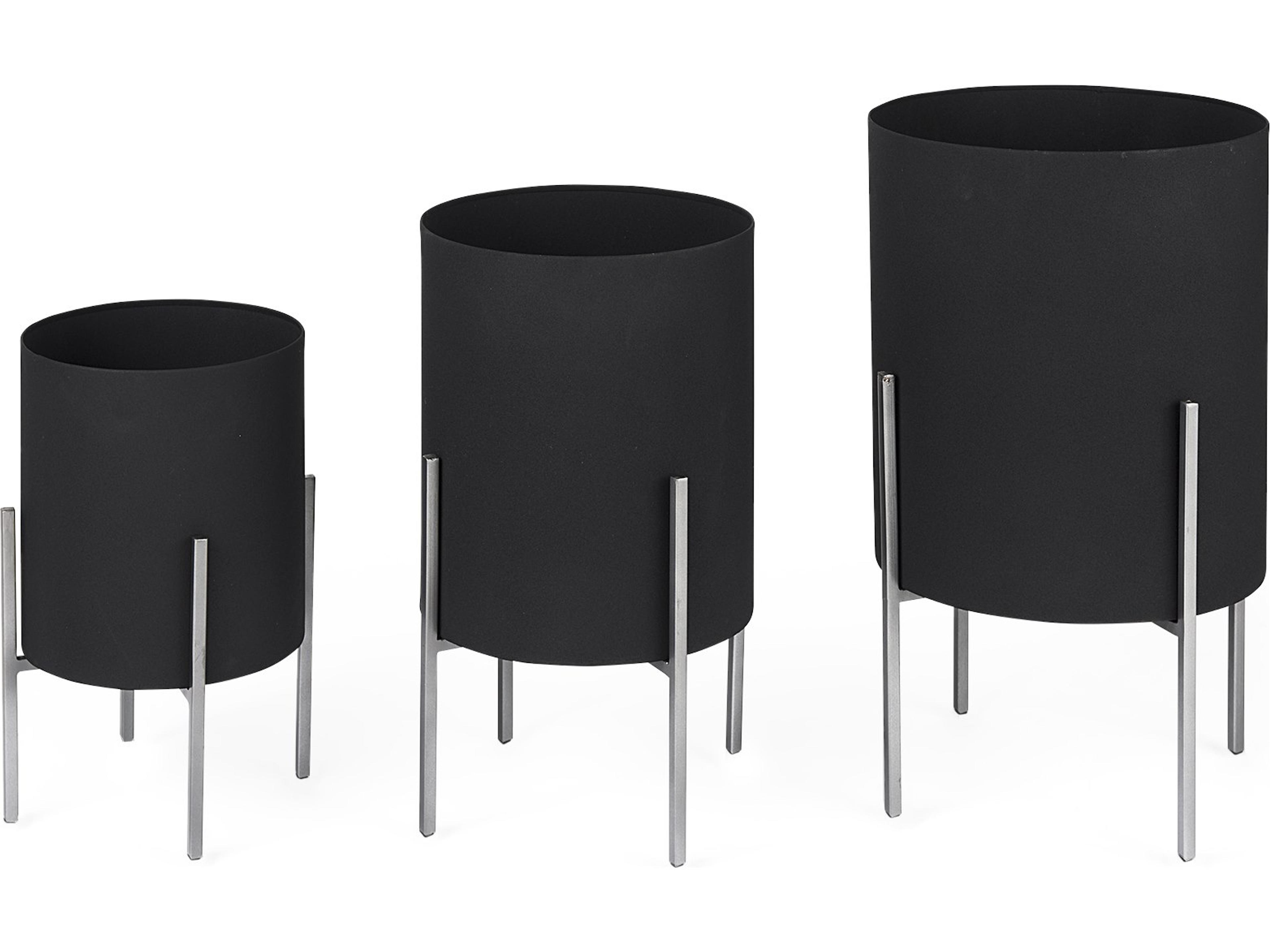 Mercana Claypoole (Set of 3) Black Plant Stands