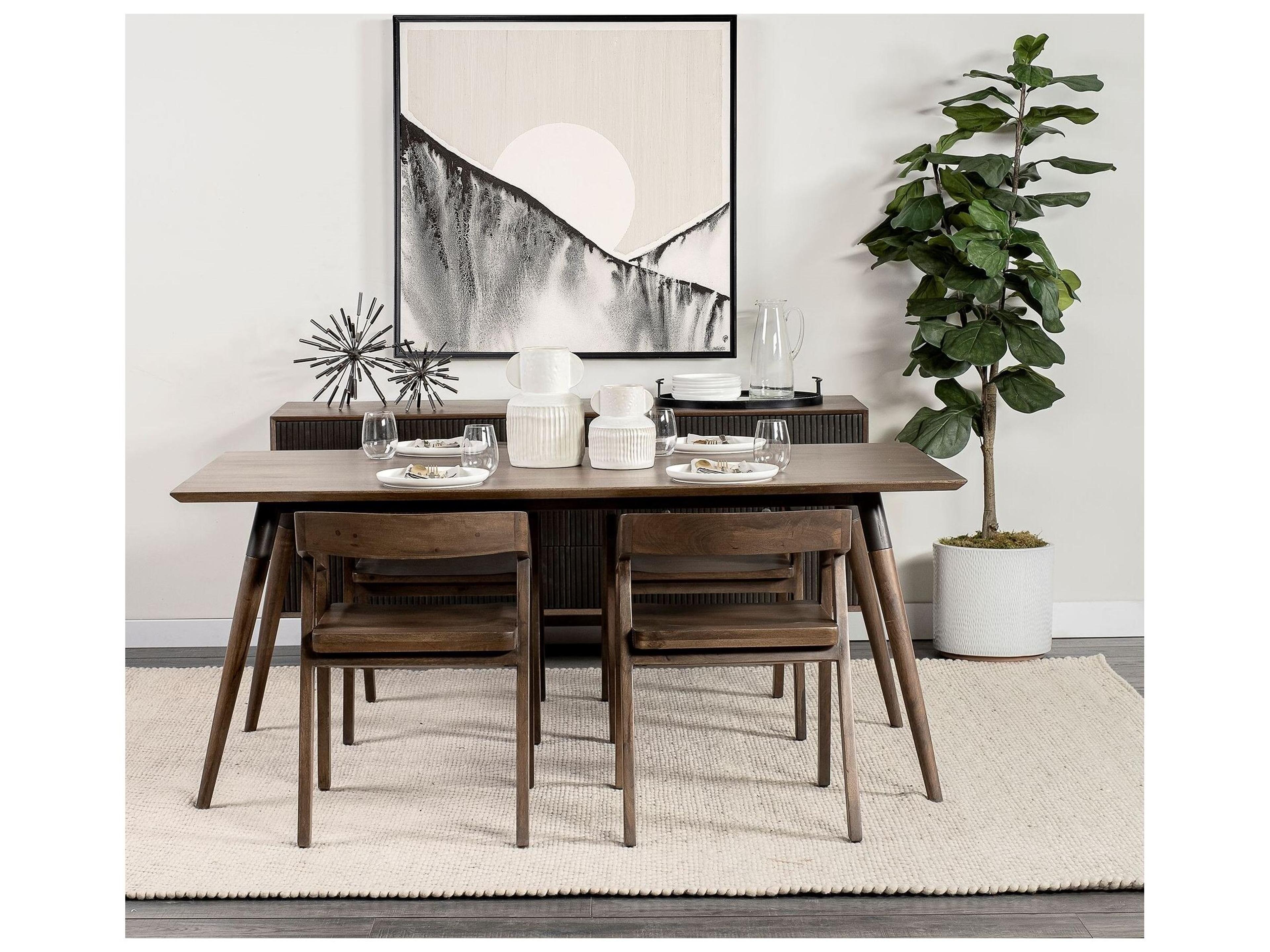 Mercana Nicholas II 72x39 Brown Solid Wood Top Metal/Wood Leg Dining Table