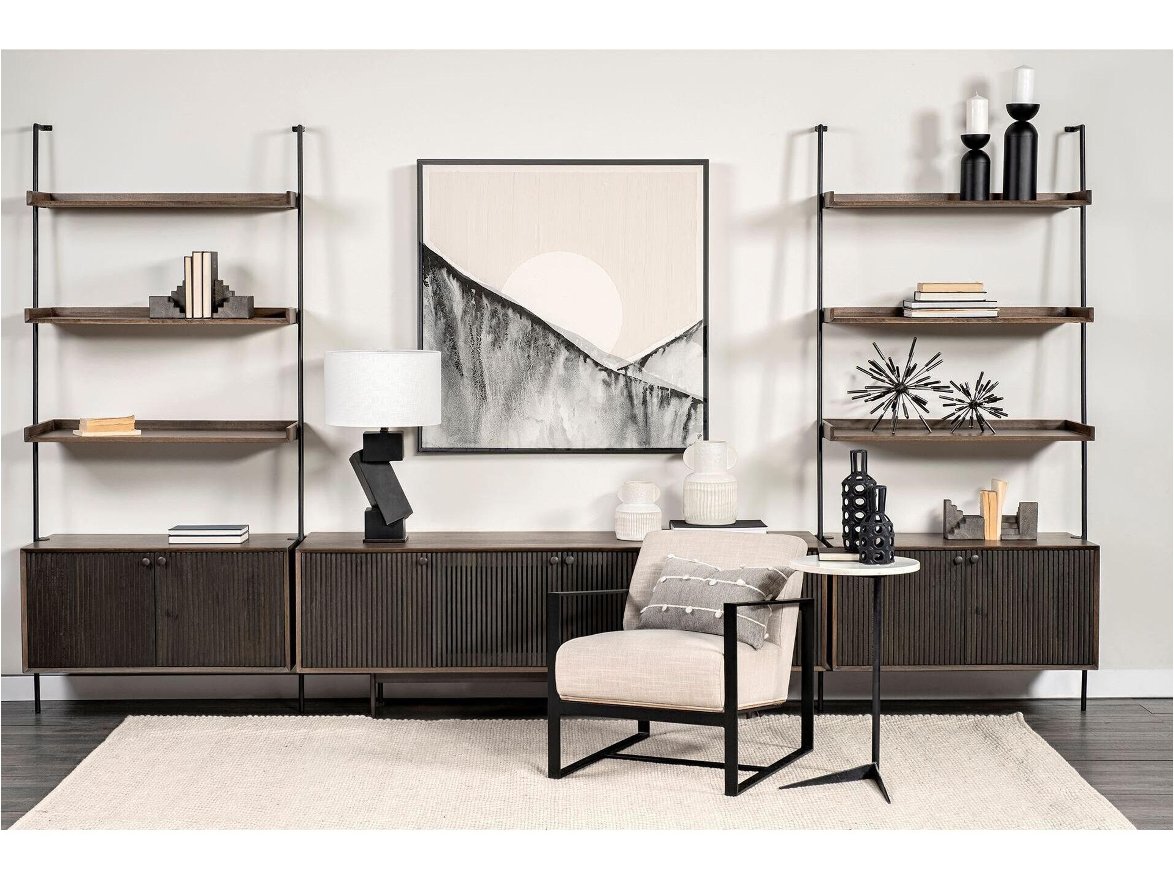Mercana Grace I Two-Toned Brown Solid Wood TV Stand Media Console with Slated Doors, TV up to 82"