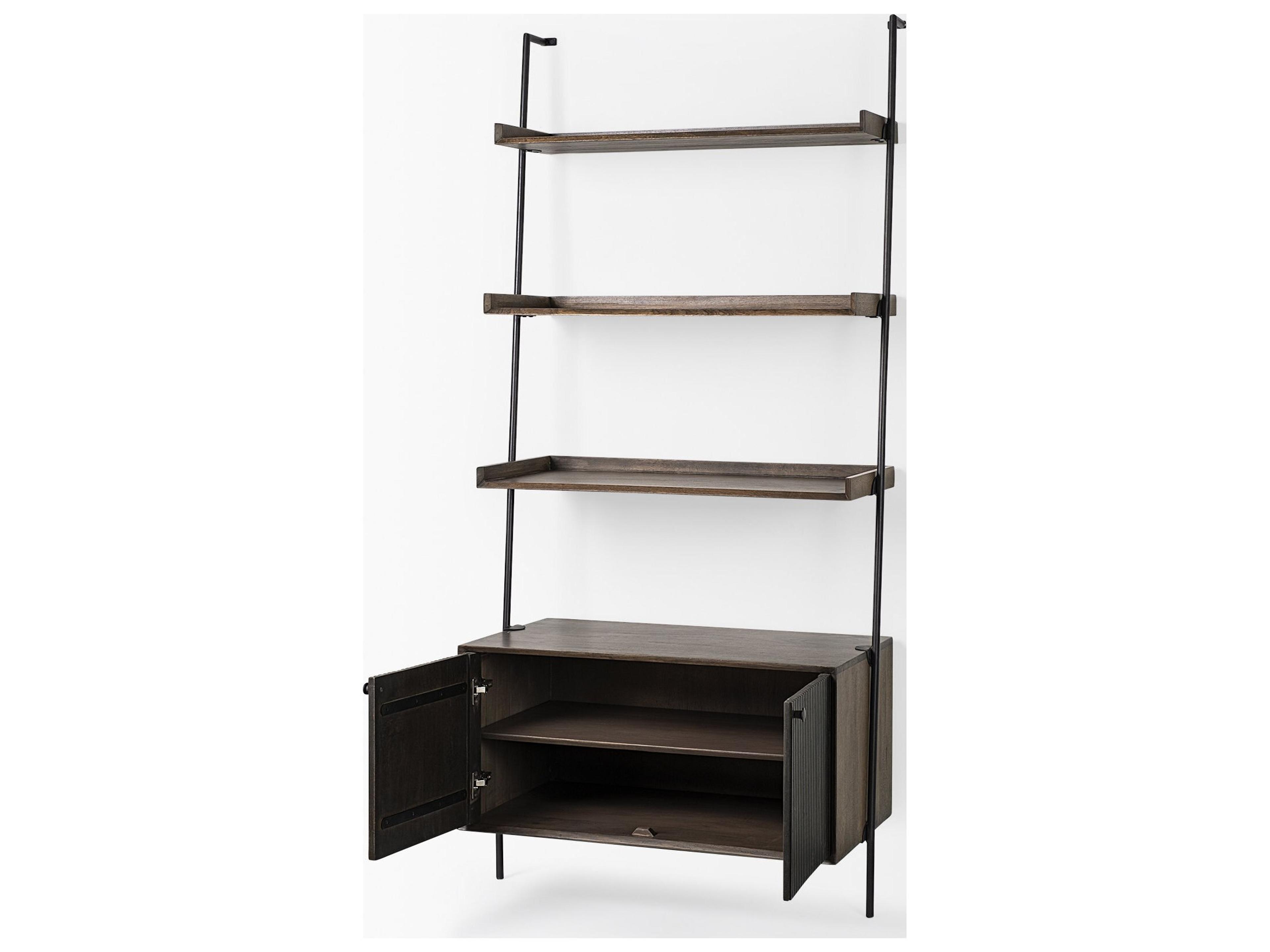 Mercana Grace 37.5L x 20W x 82H Two-Toned Brown Wood Three Shelf Shelving Unit