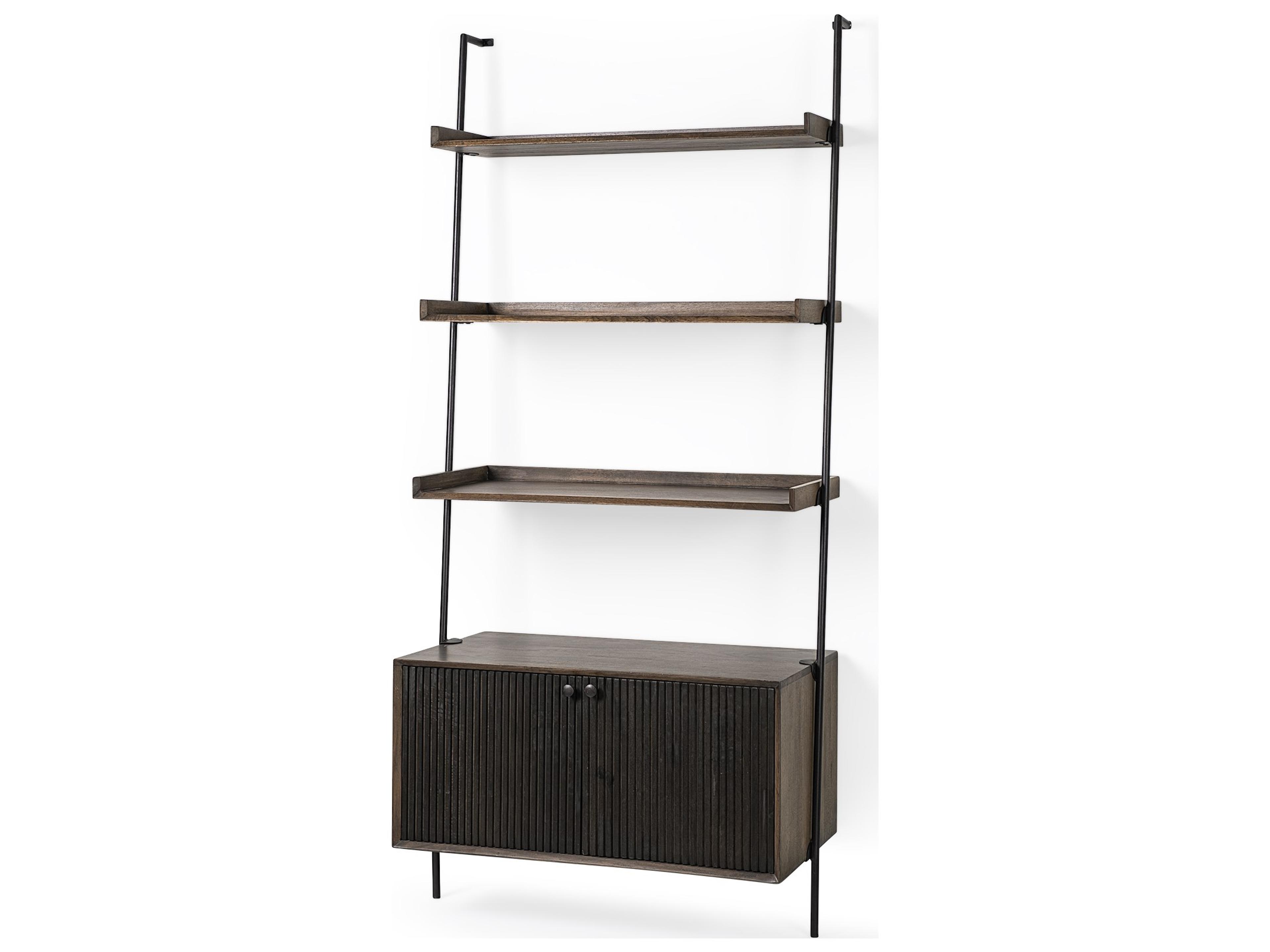 Grace 37.5L x 20W x 82H Two-Toned Brown Wood Three Shelf Shelving Unit