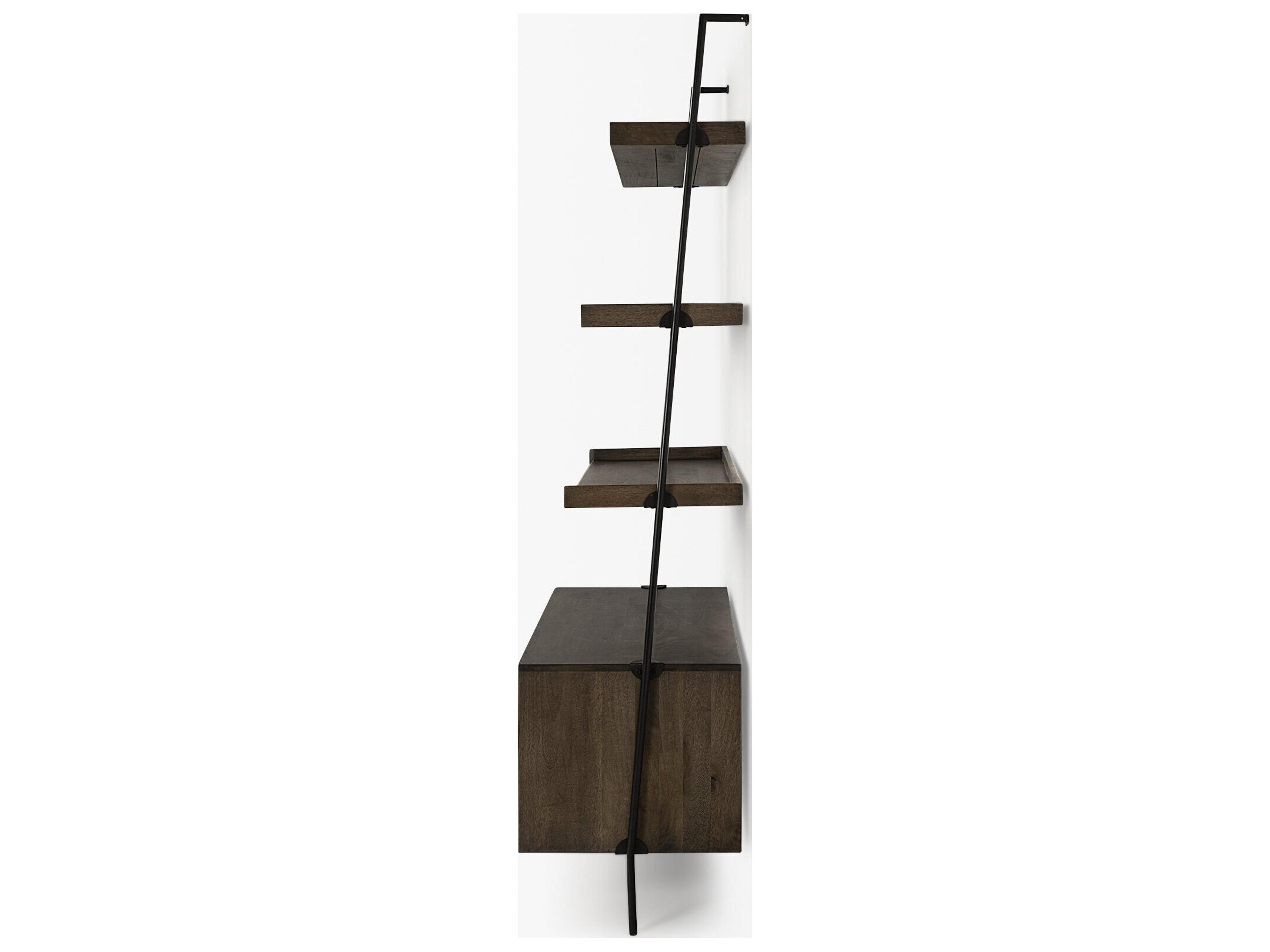 Mercana Grace 37.5L x 20W x 82H Two-Toned Brown Wood Three Shelf Shelving Unit