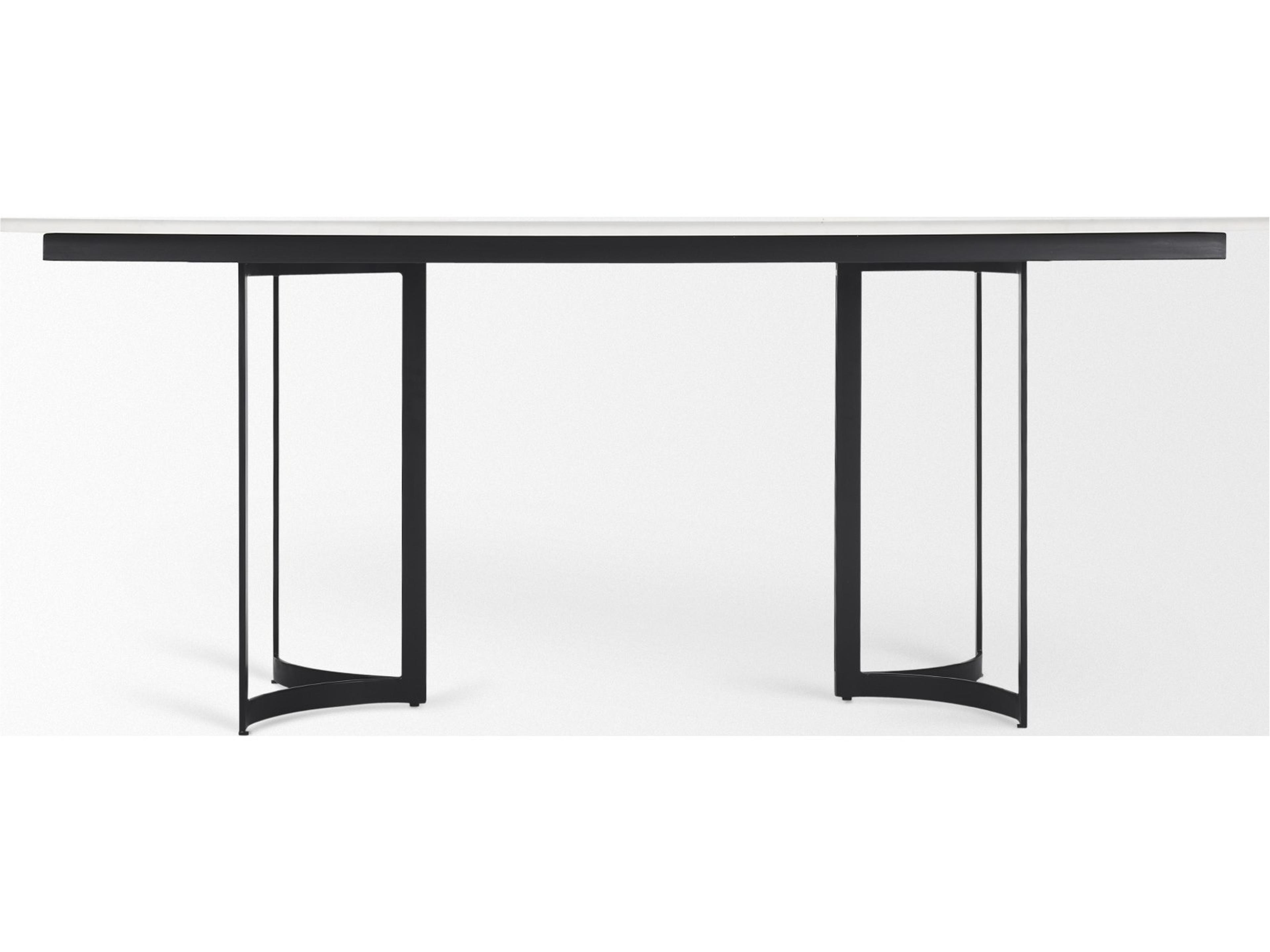 Mercana Tanner I 71L x 35W Rectangular White Marble W/ Metal Base Dining Table