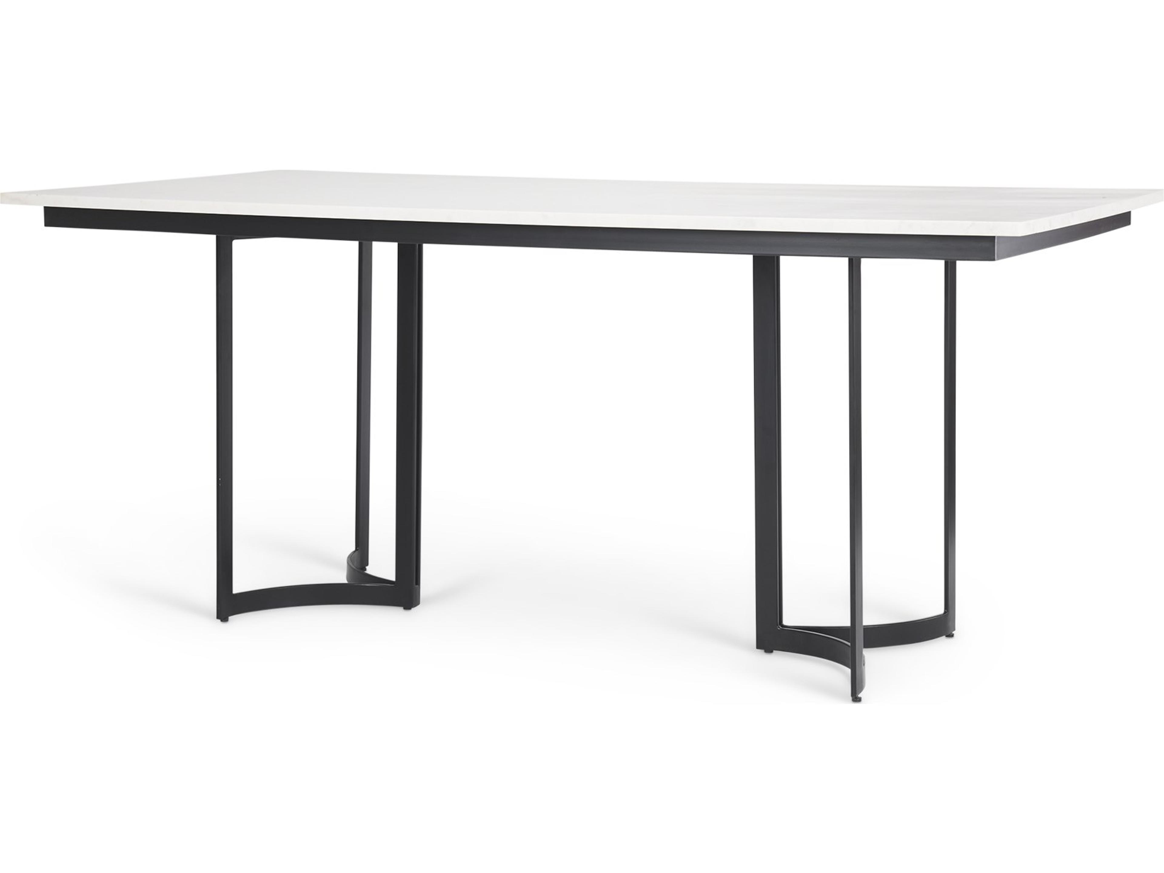 Tanner I 71L x 35W Rectangular White Marble W/ Metal Base Dining Table