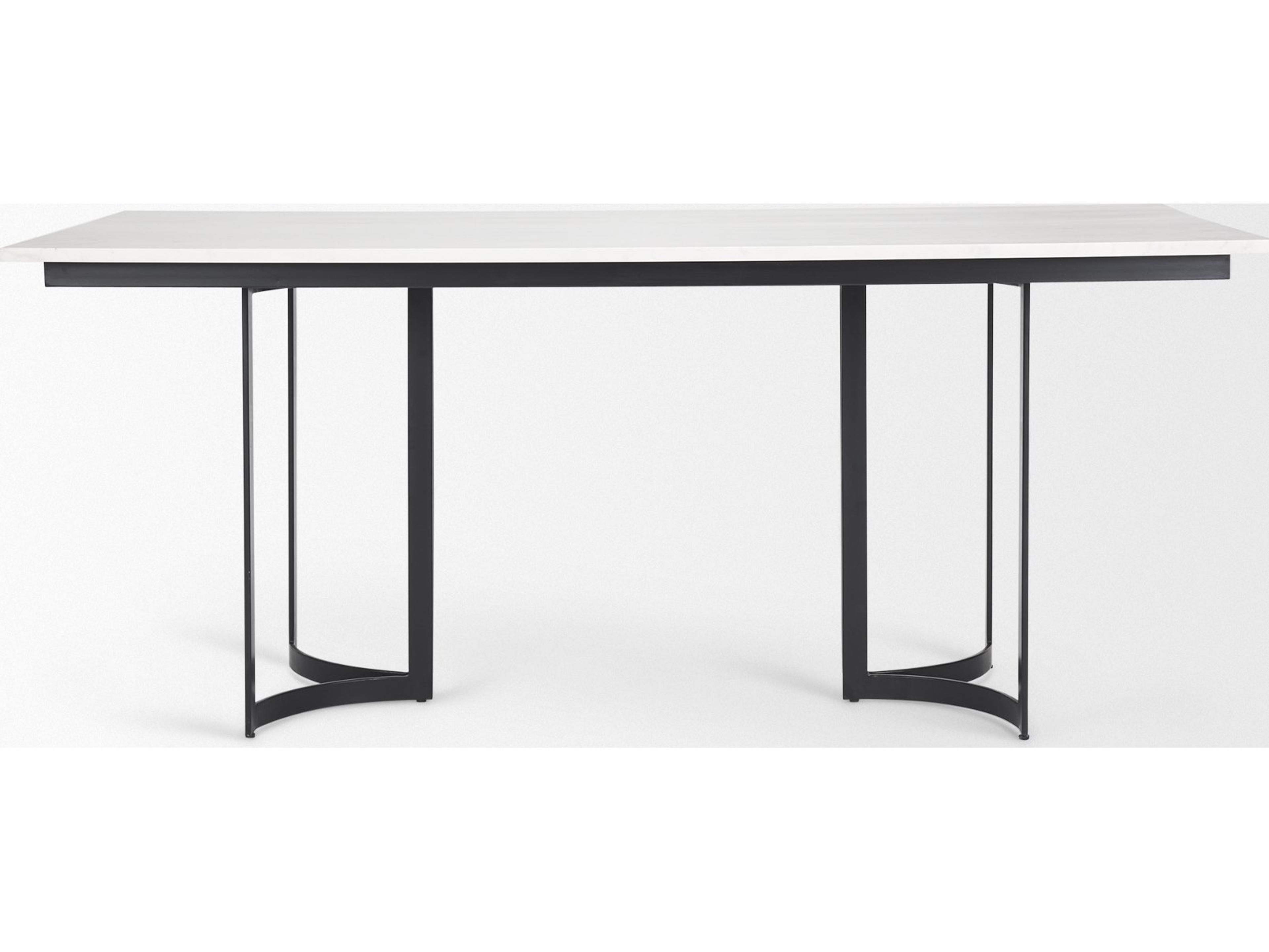 Mercana Tanner I 71L x 35W Rectangular White Marble W/ Metal Base Dining Table