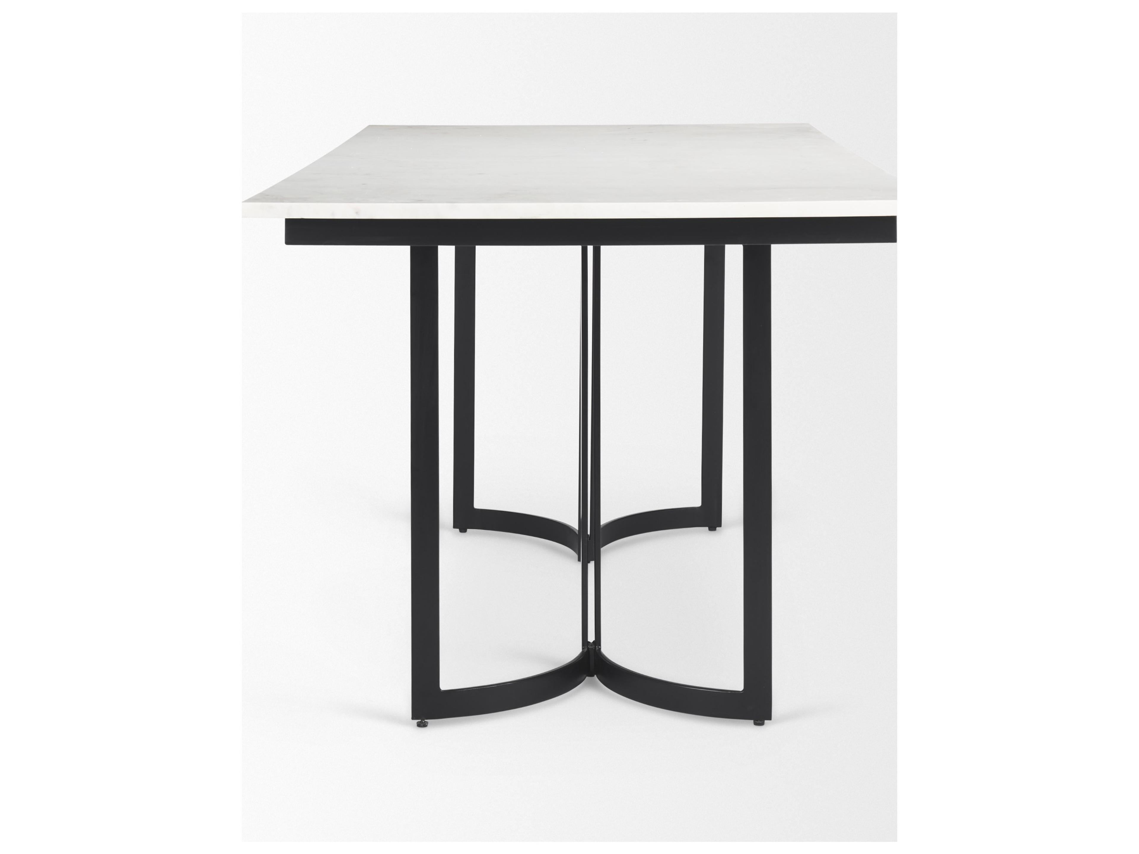 Mercana Tanner I 71L x 35W Rectangular White Marble W/ Metal Base Dining Table