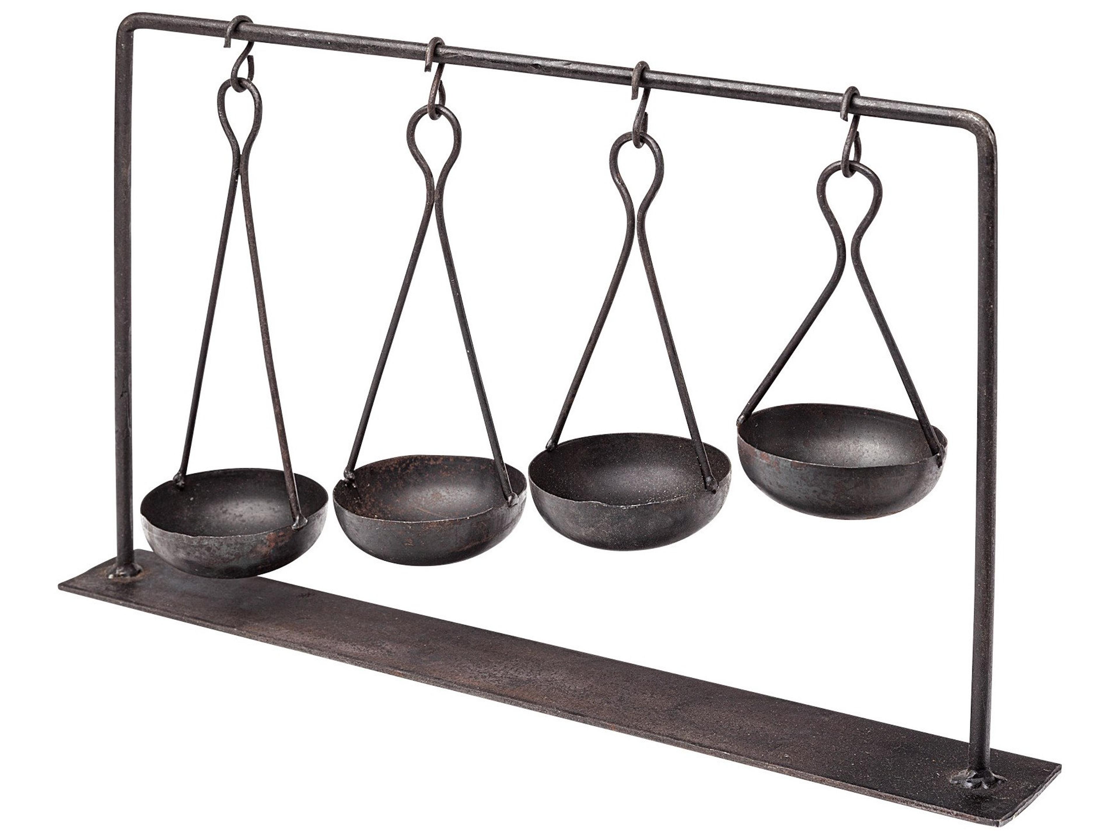 Mercana Enos 19L x 3W Black Metal 4 Bowl Ancient Spice Market Decorative Display