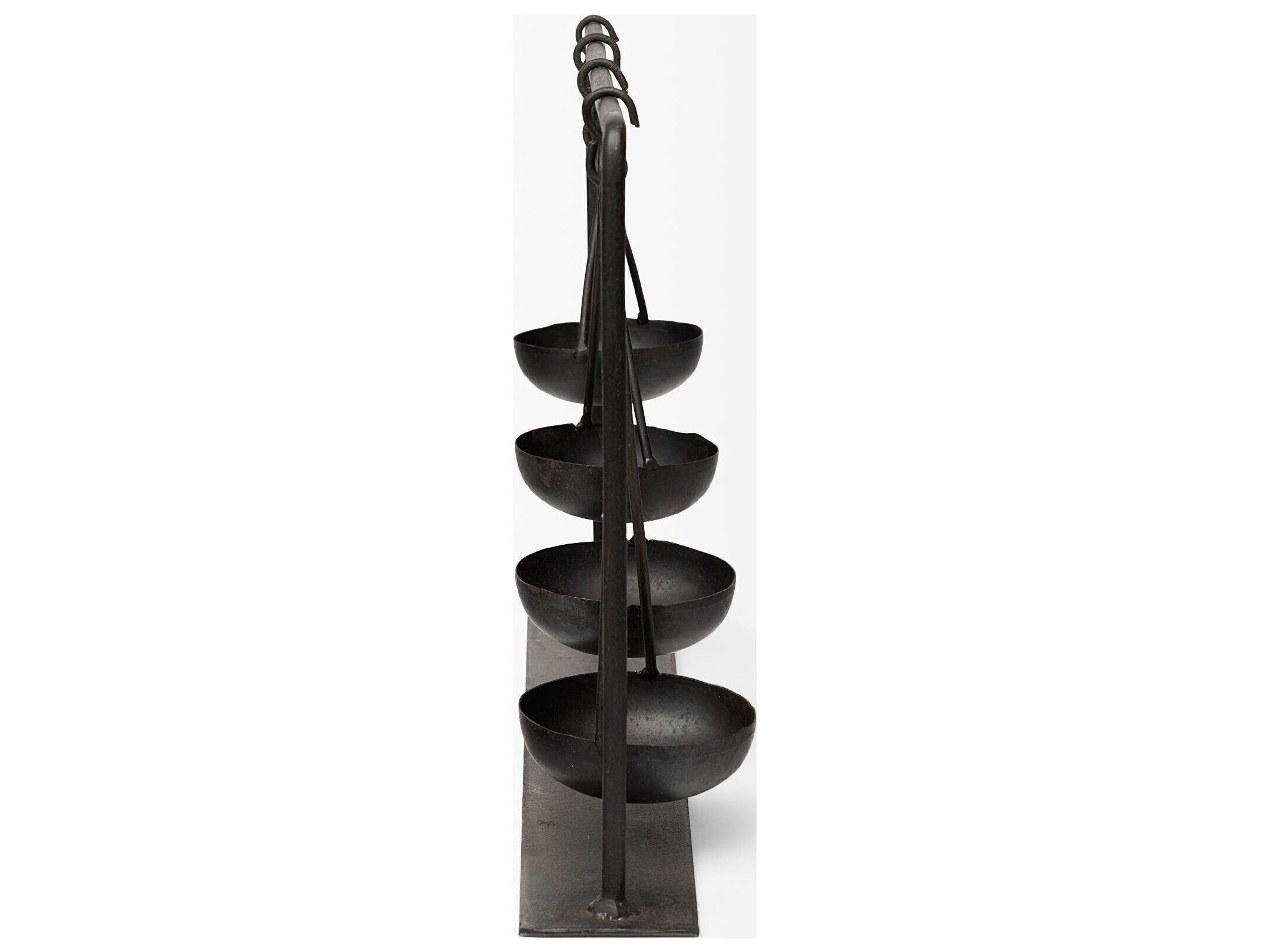 Mercana Enos 19L x 3W Black Metal 4 Bowl Ancient Spice Market Decorative Display