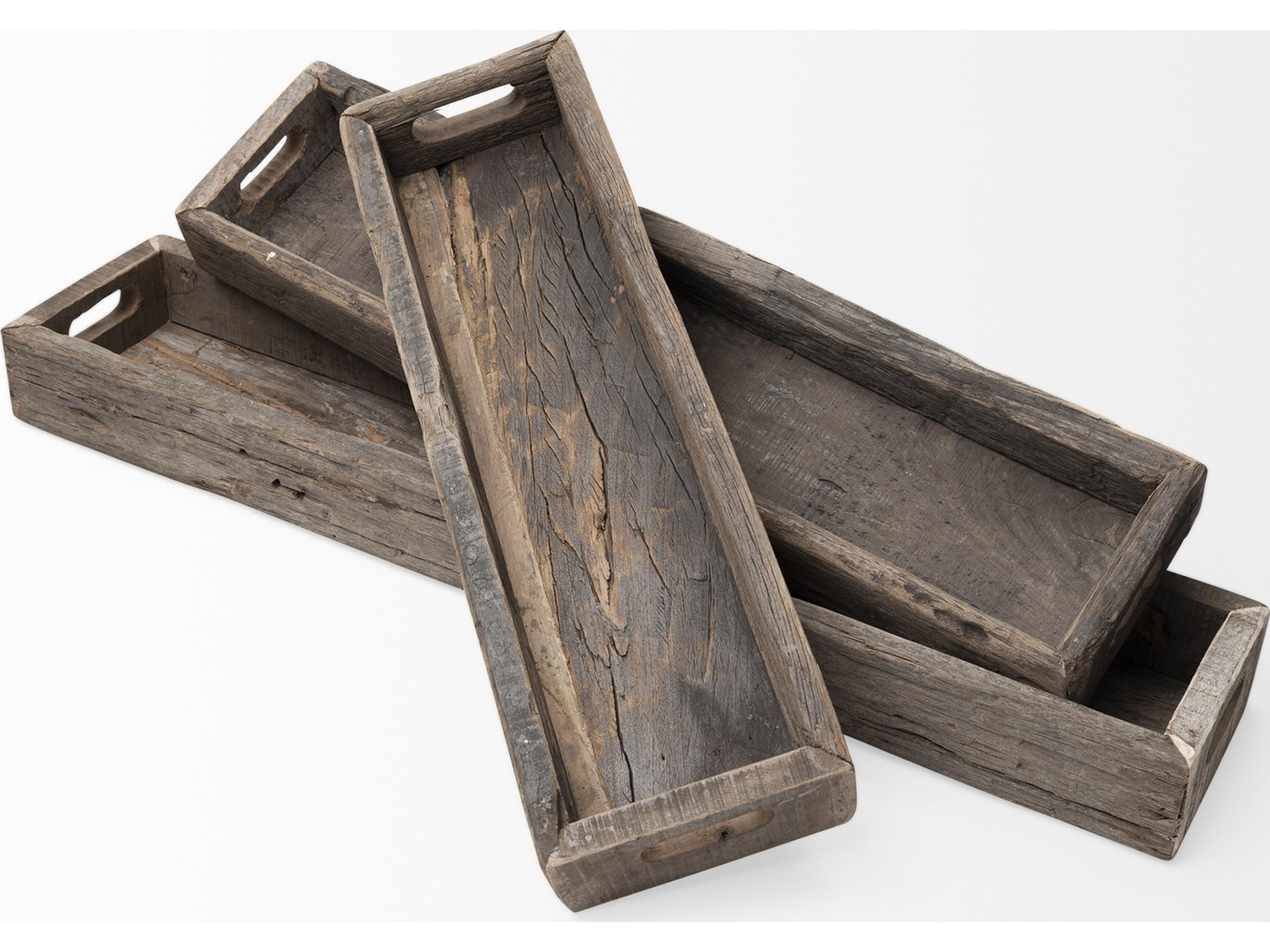 Mercana Vernon (Medium) 30L x 7W Brown Reclaimed Wood Tray