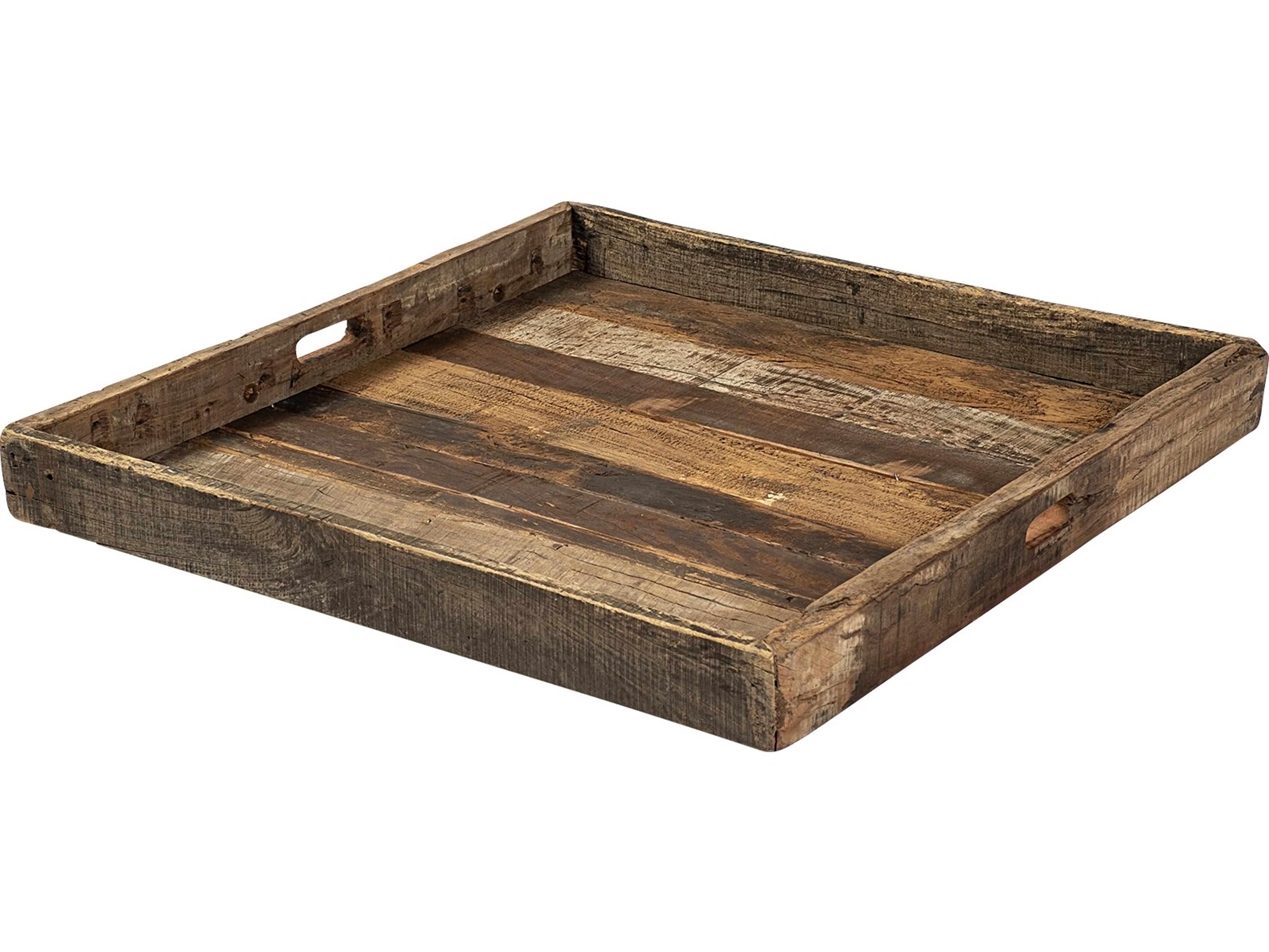 Carson (Large) 30L x 30W Brown Reclaimed Wood Tray