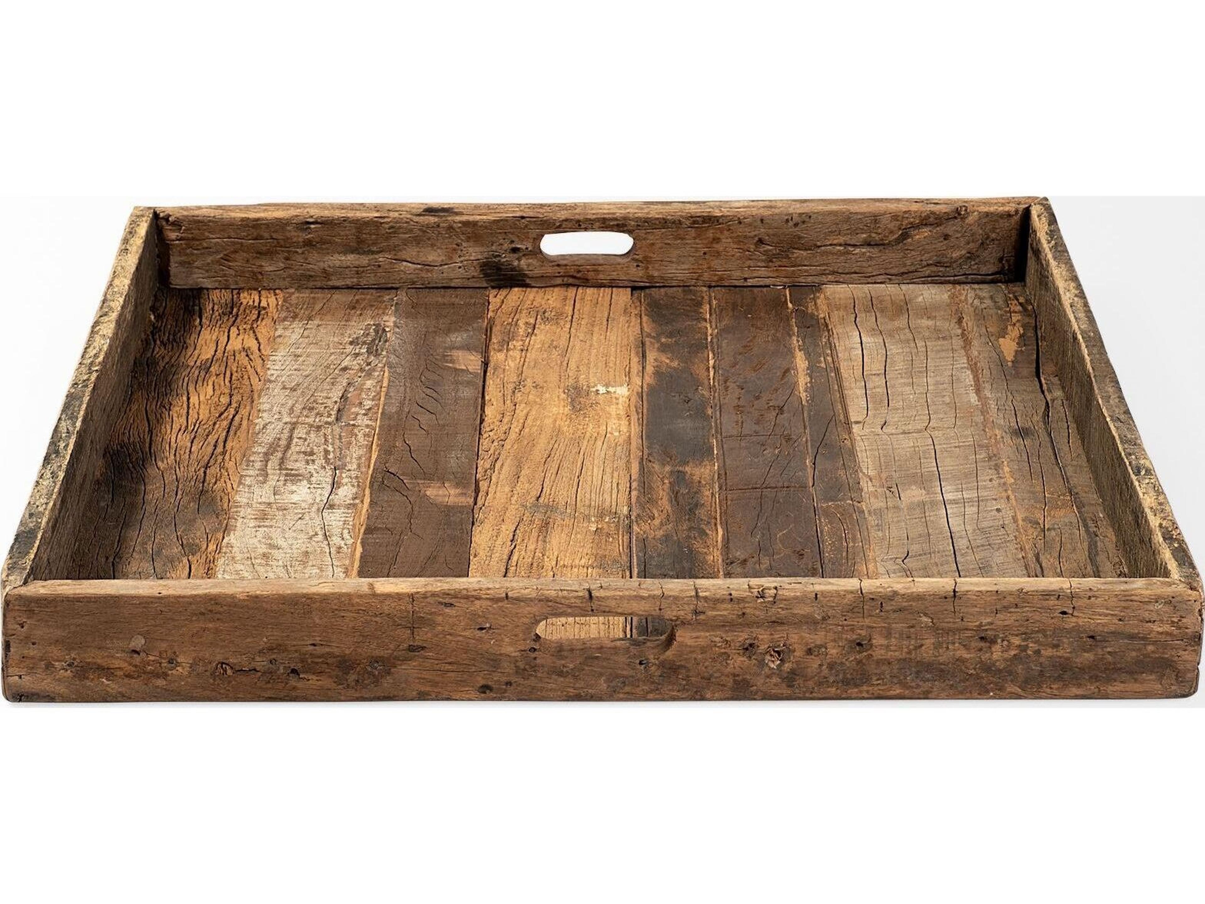 Mercana Carson (Large) 30L x 30W Brown Reclaimed Wood Tray