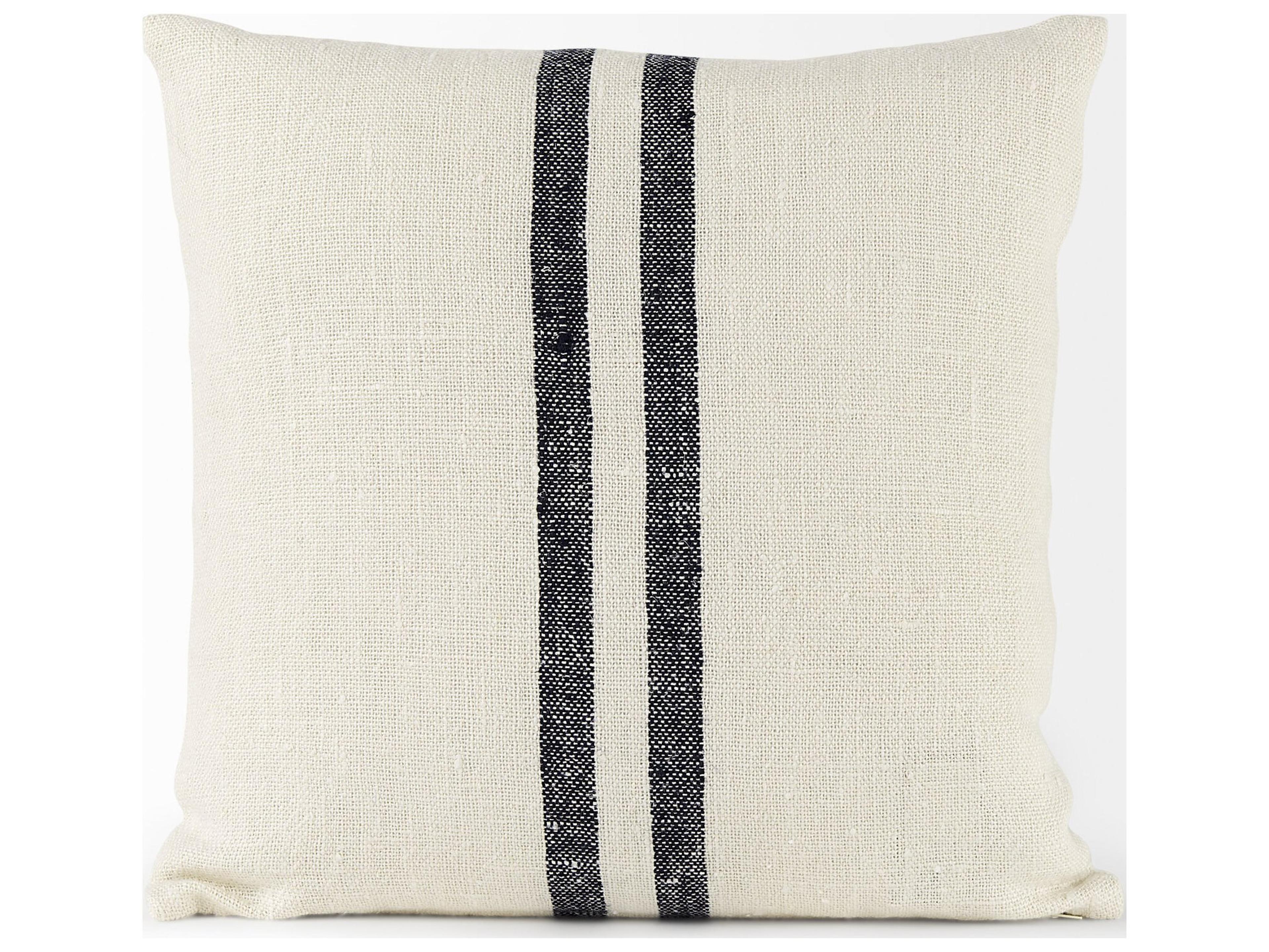 Mercana Sandra 18 x 18 Beige With Blue Stripes Decorative Pillow Cover
