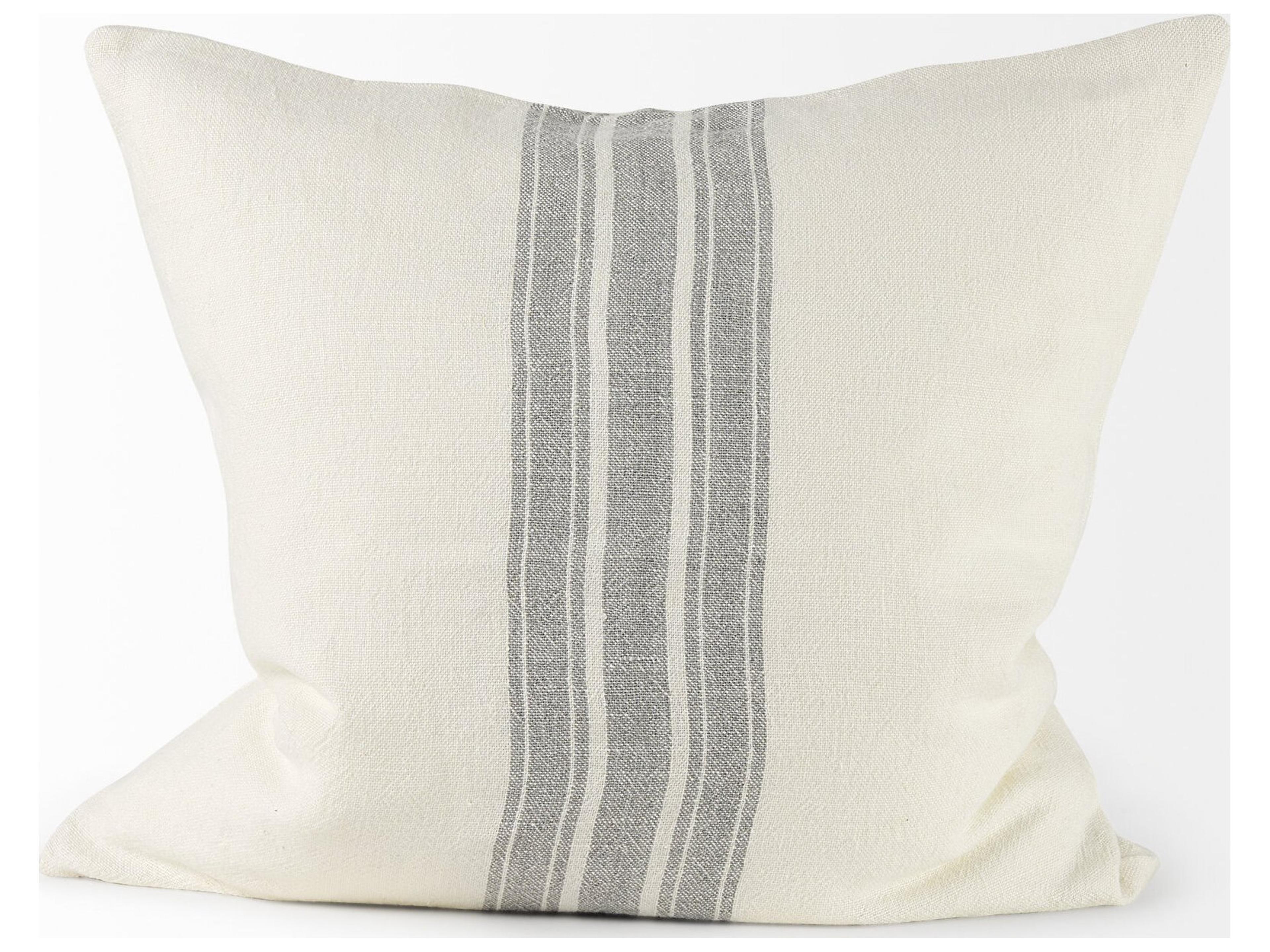 Mercana Patrice 22 x 22 Cream With Gray Stripes Decorative Pillow Cover