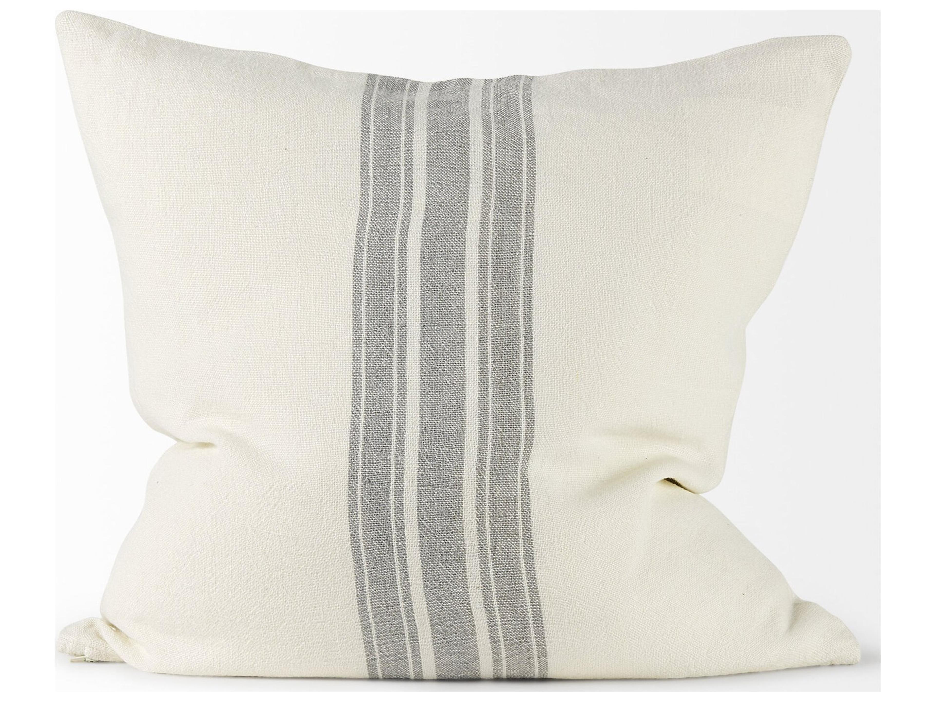 Mercana Patrice 22 x 22 Cream With Gray Stripes Decorative Pillow Cover