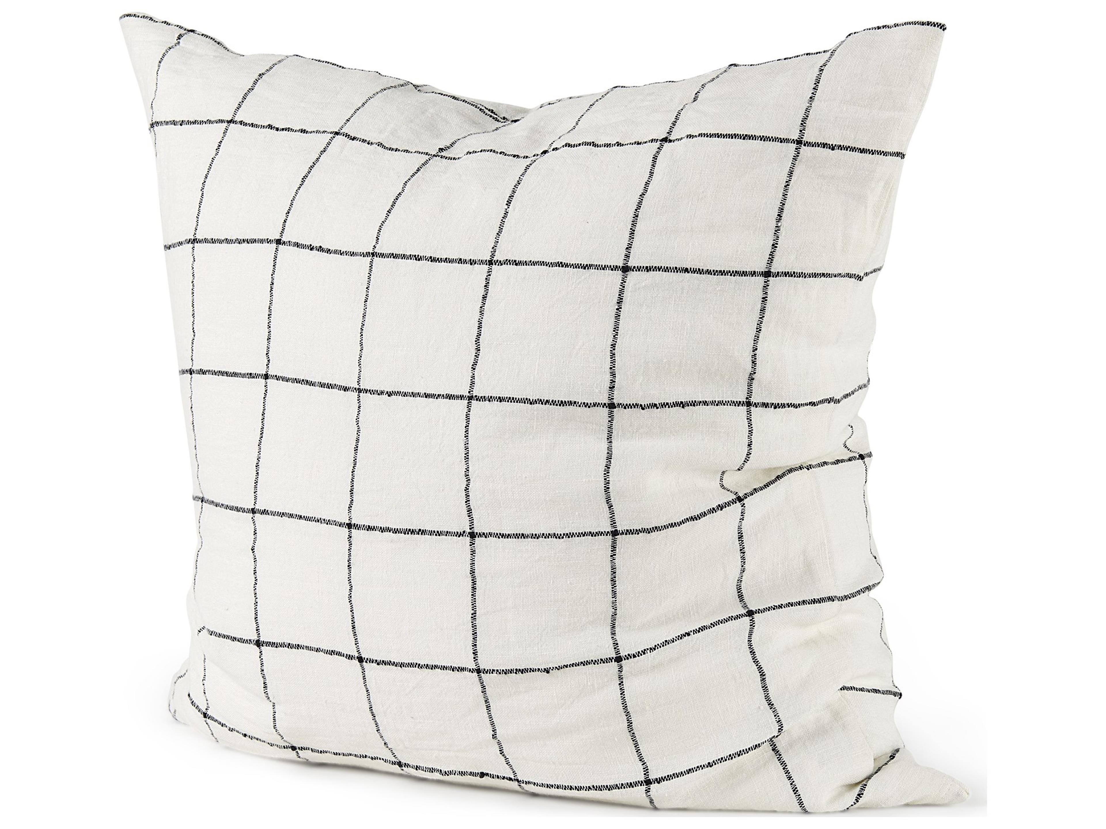 Suzanne 22 x 22 White/Black Square Pattern Decorative Pillow Cover