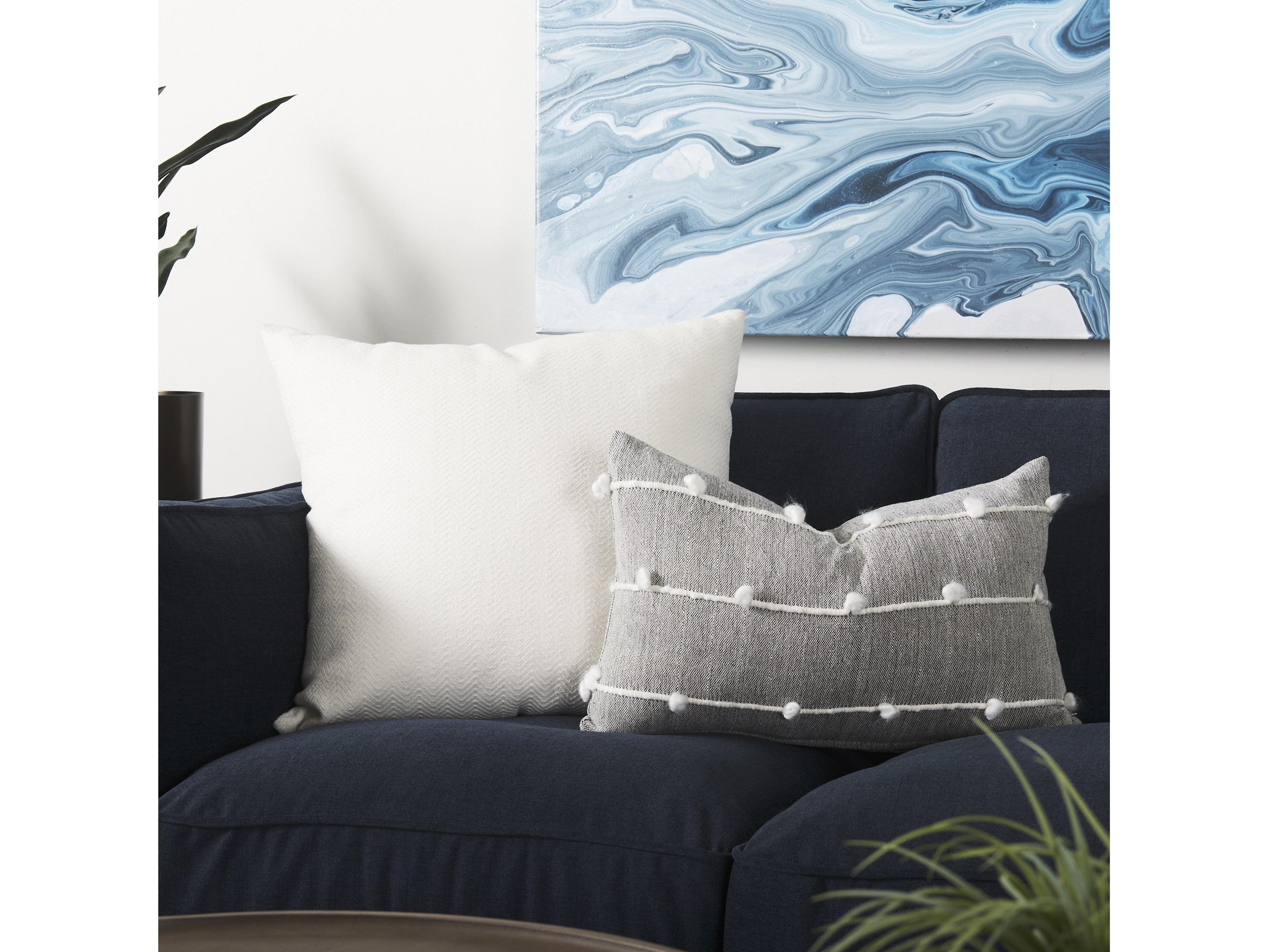 Mercana Linda 13 x 21 Navy And Cream With White Detail Decorative Pillow Cover