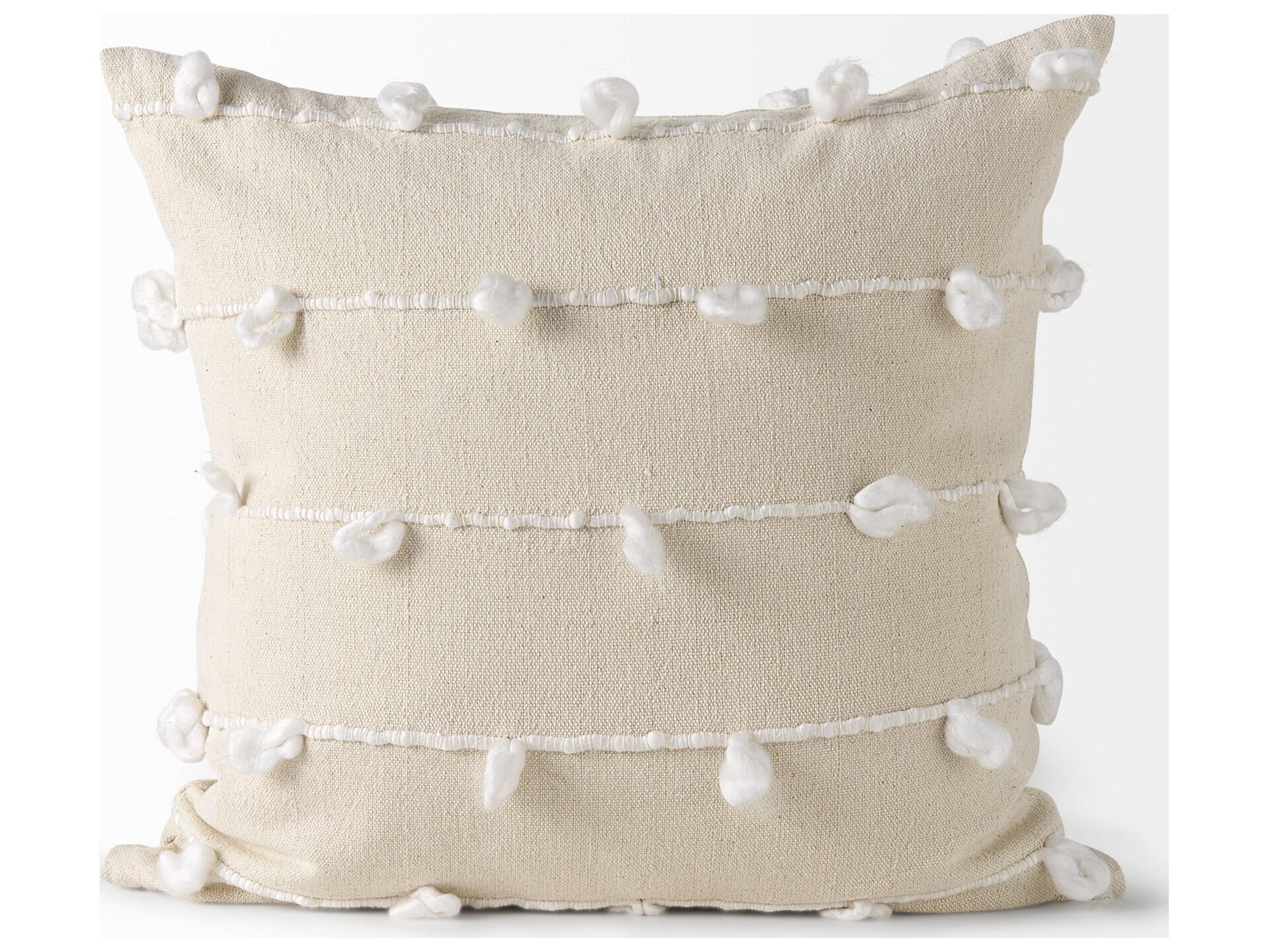 Mercana Erica 20 x 20 Cream With White Detail Decorative Pillow Cover