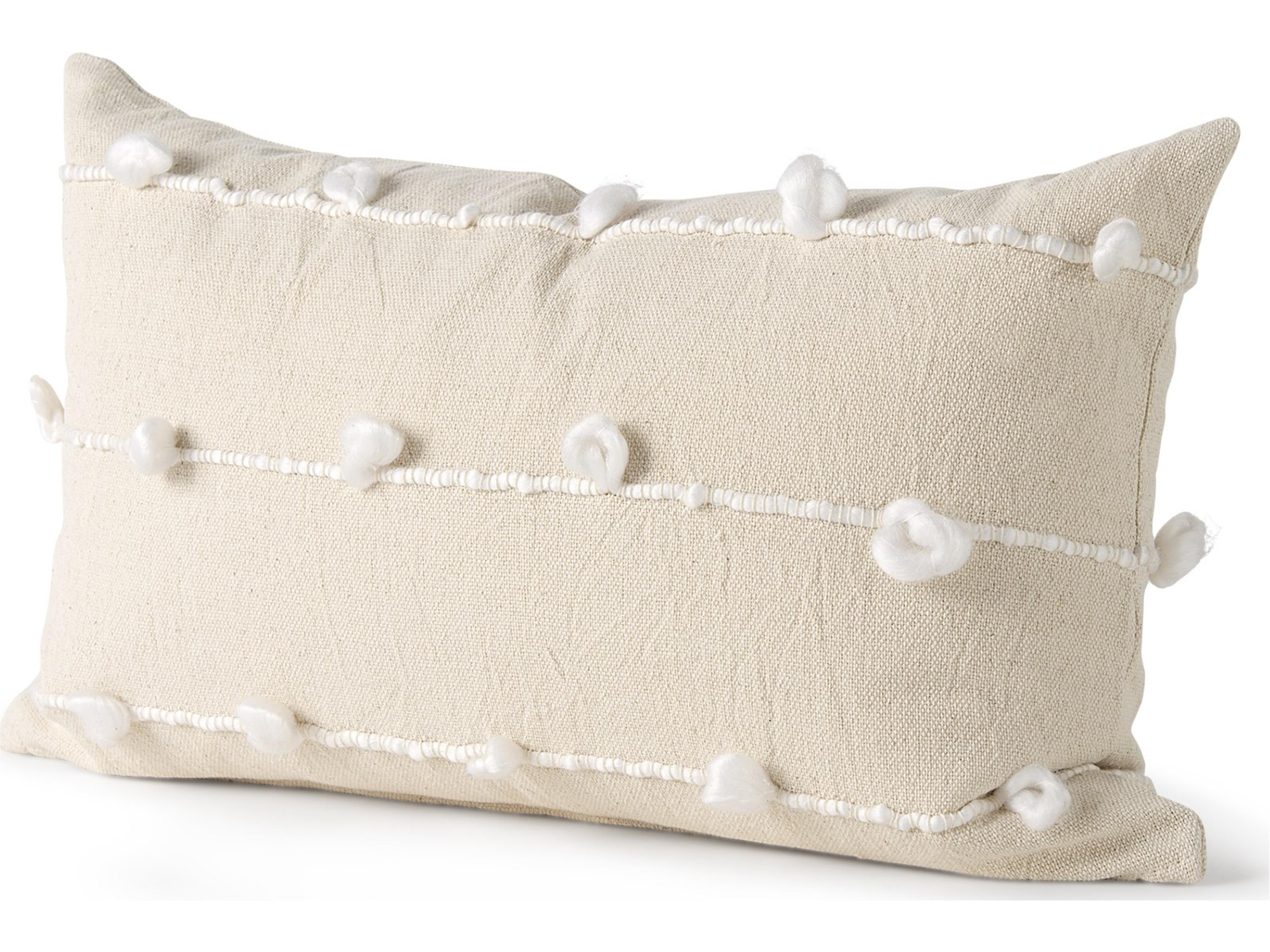 Erica 13 x 21 Cream With White Detail Decorative Pillow Cover