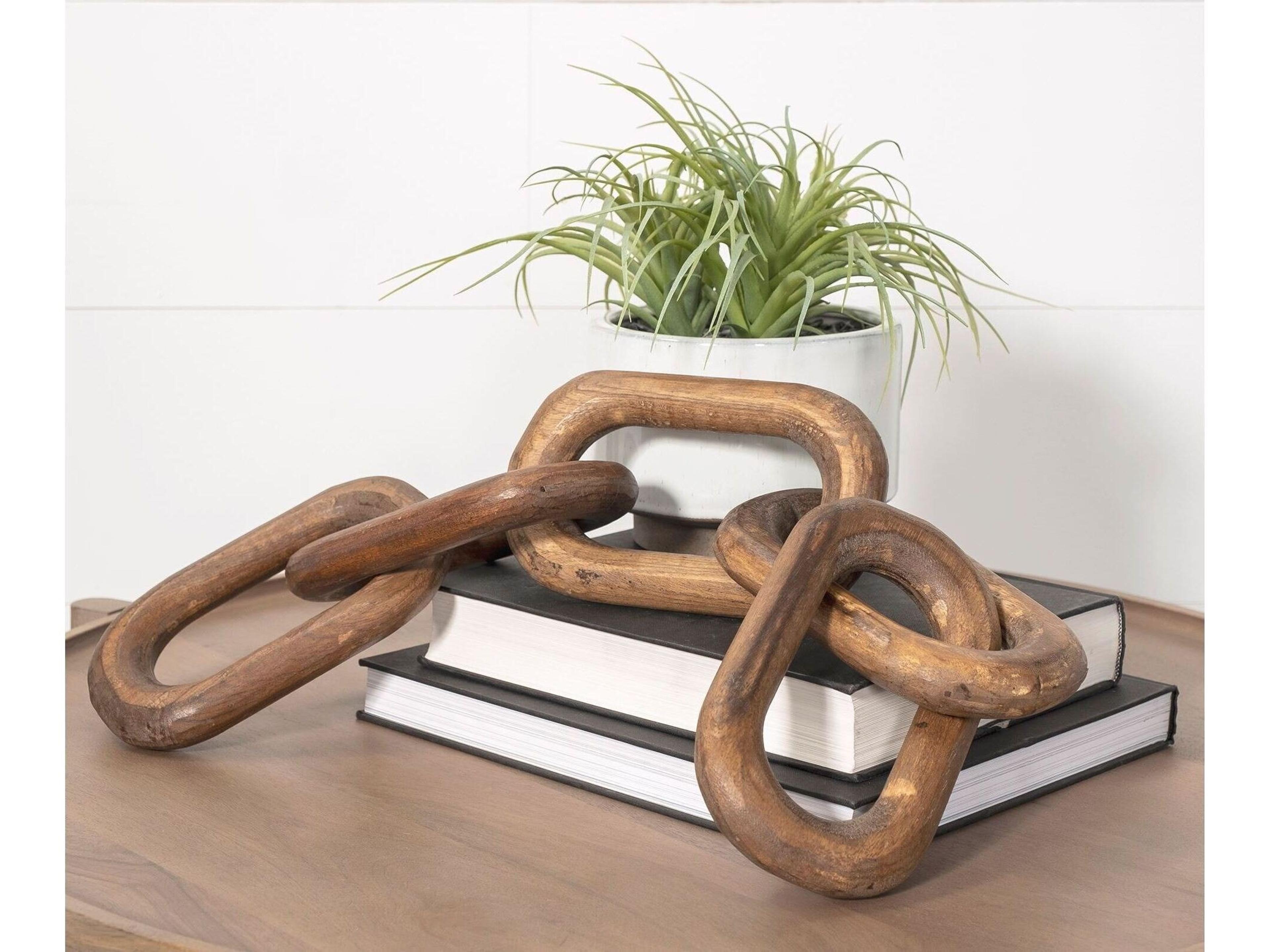 Mercana Alix 29L x 5W Brown Wooden Hand-Made 5 Link Chain
