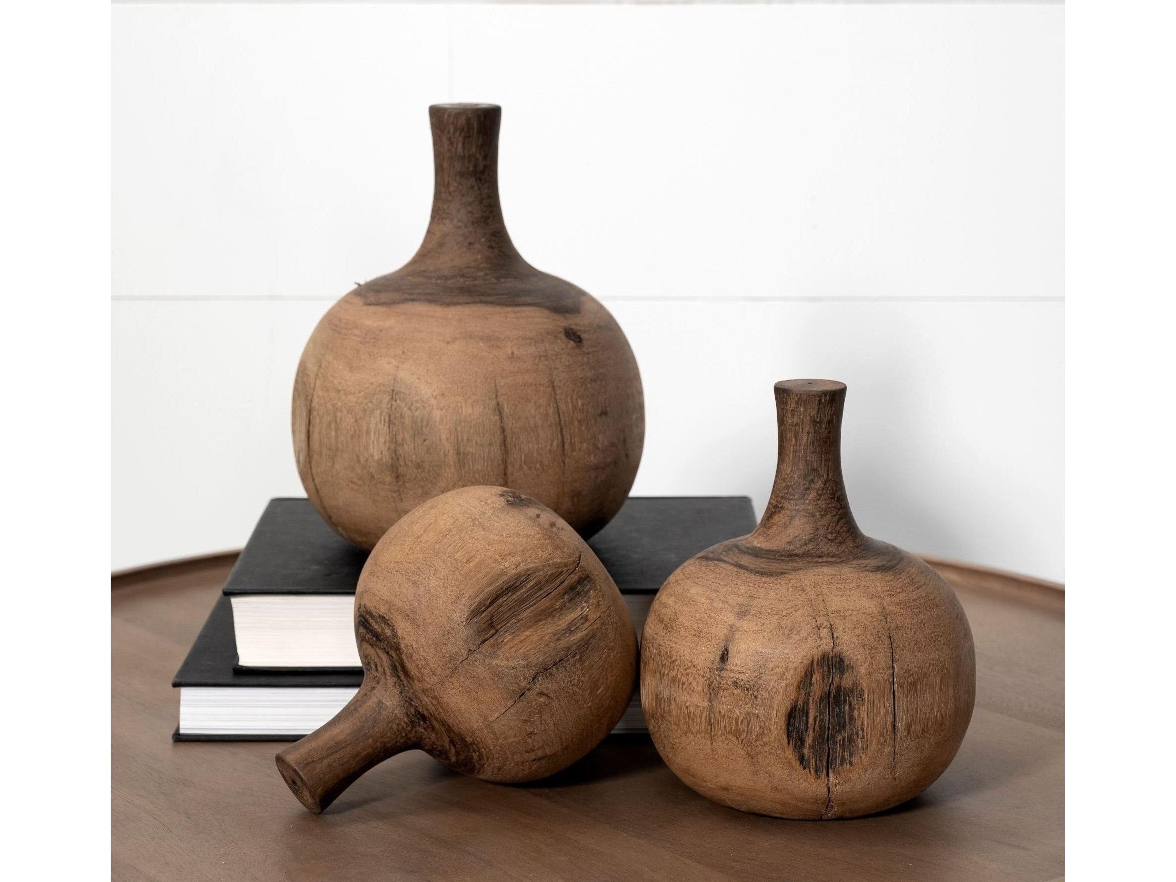 Mercana Afra Small Solid Wood Vase Shaped Decorative Object