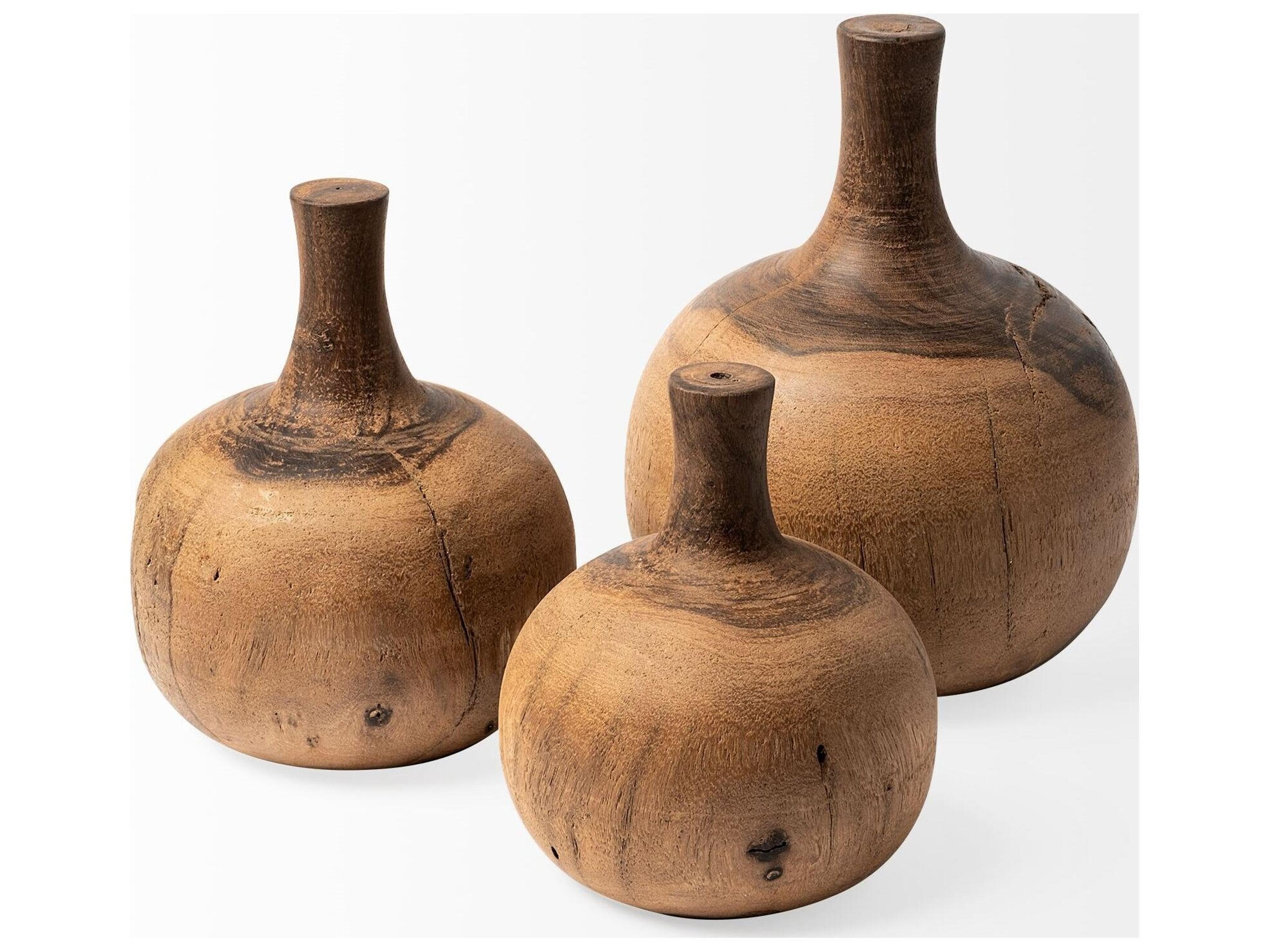 Mercana Afra Large Solid Wood Vase Shaped Decorative Object