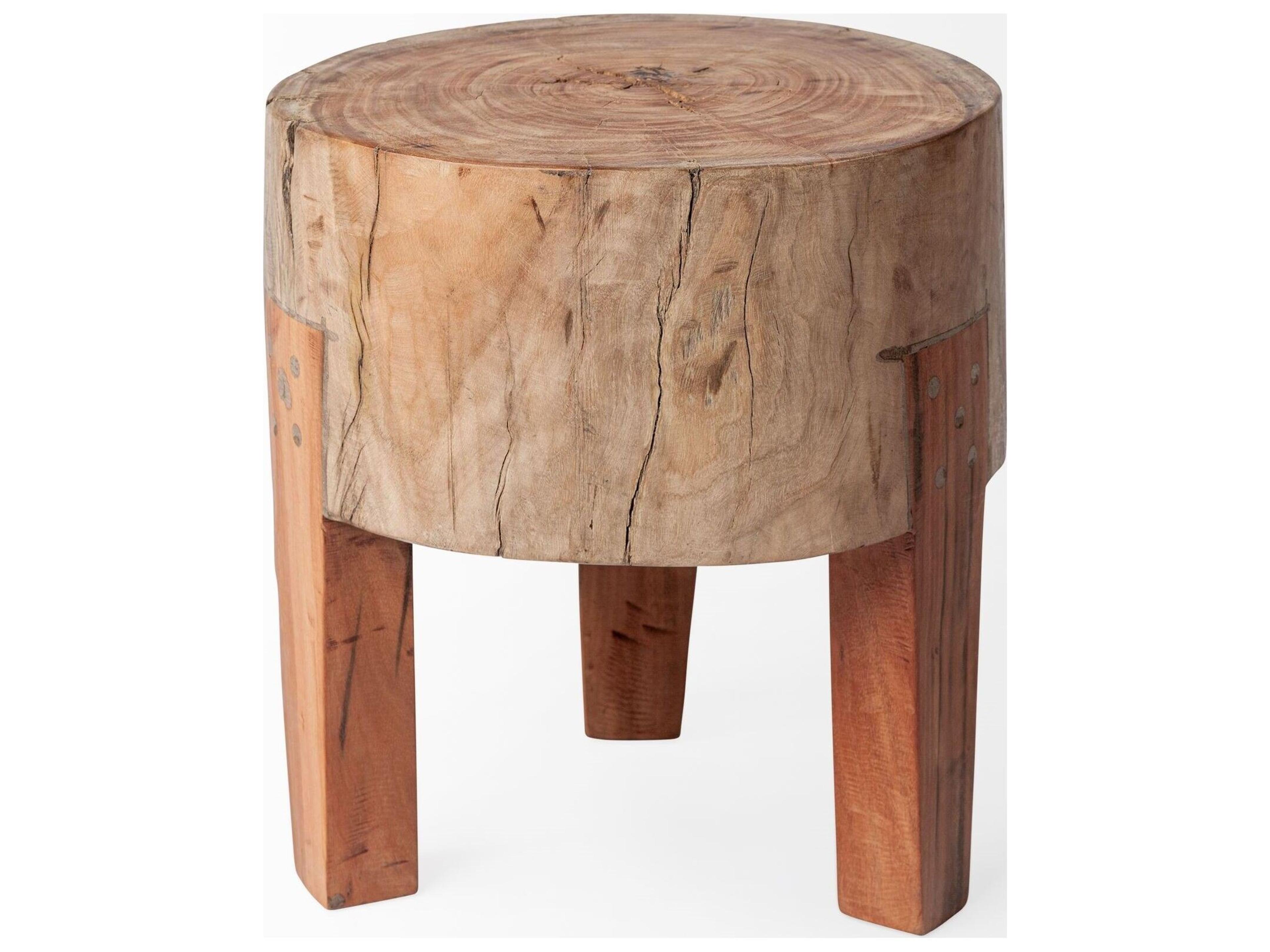 Mercana Asco 15"H Rustic Solid Reclaimed Wood Stool