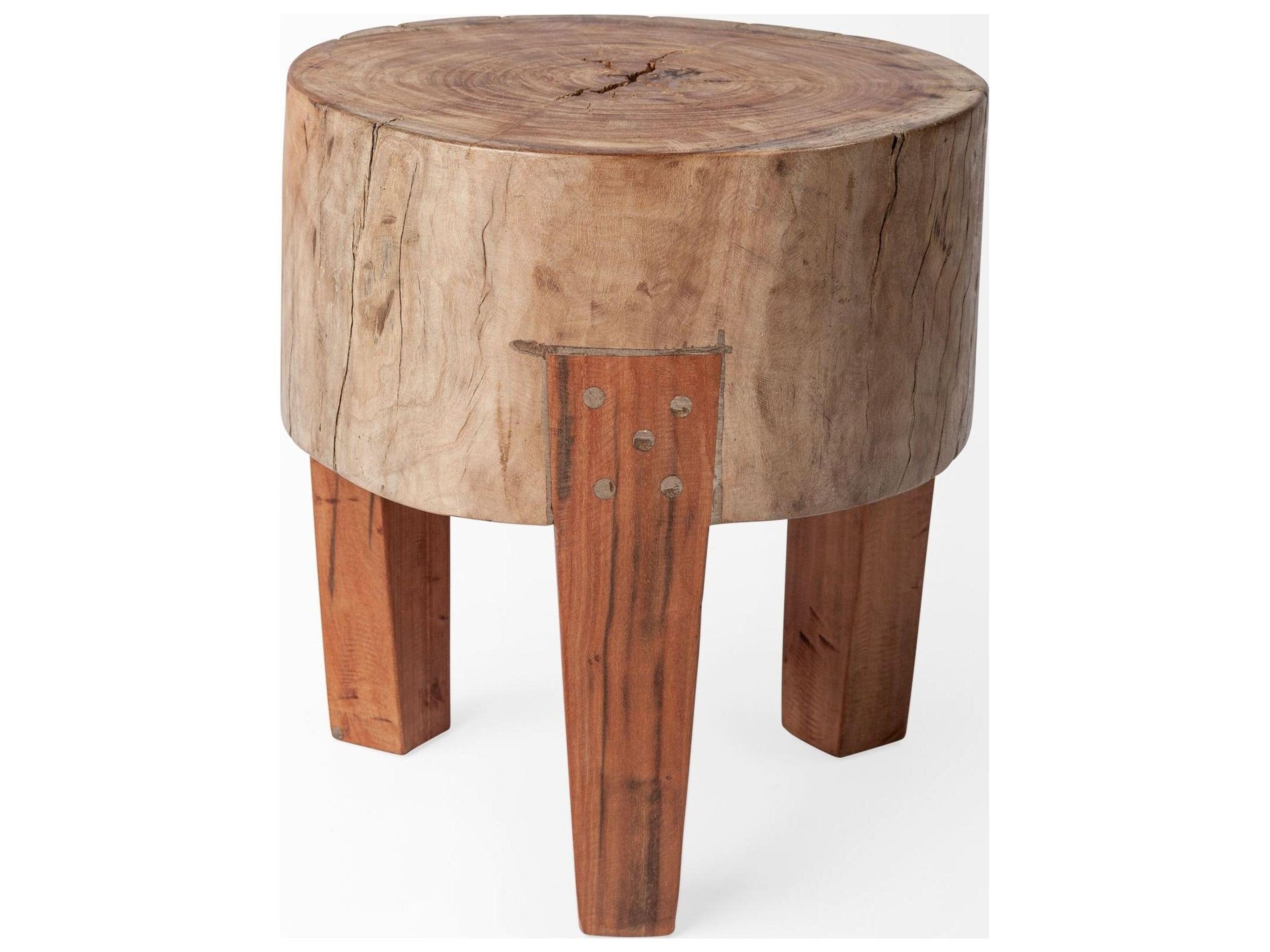 Mercana Asco 15"H Rustic Solid Reclaimed Wood Stool