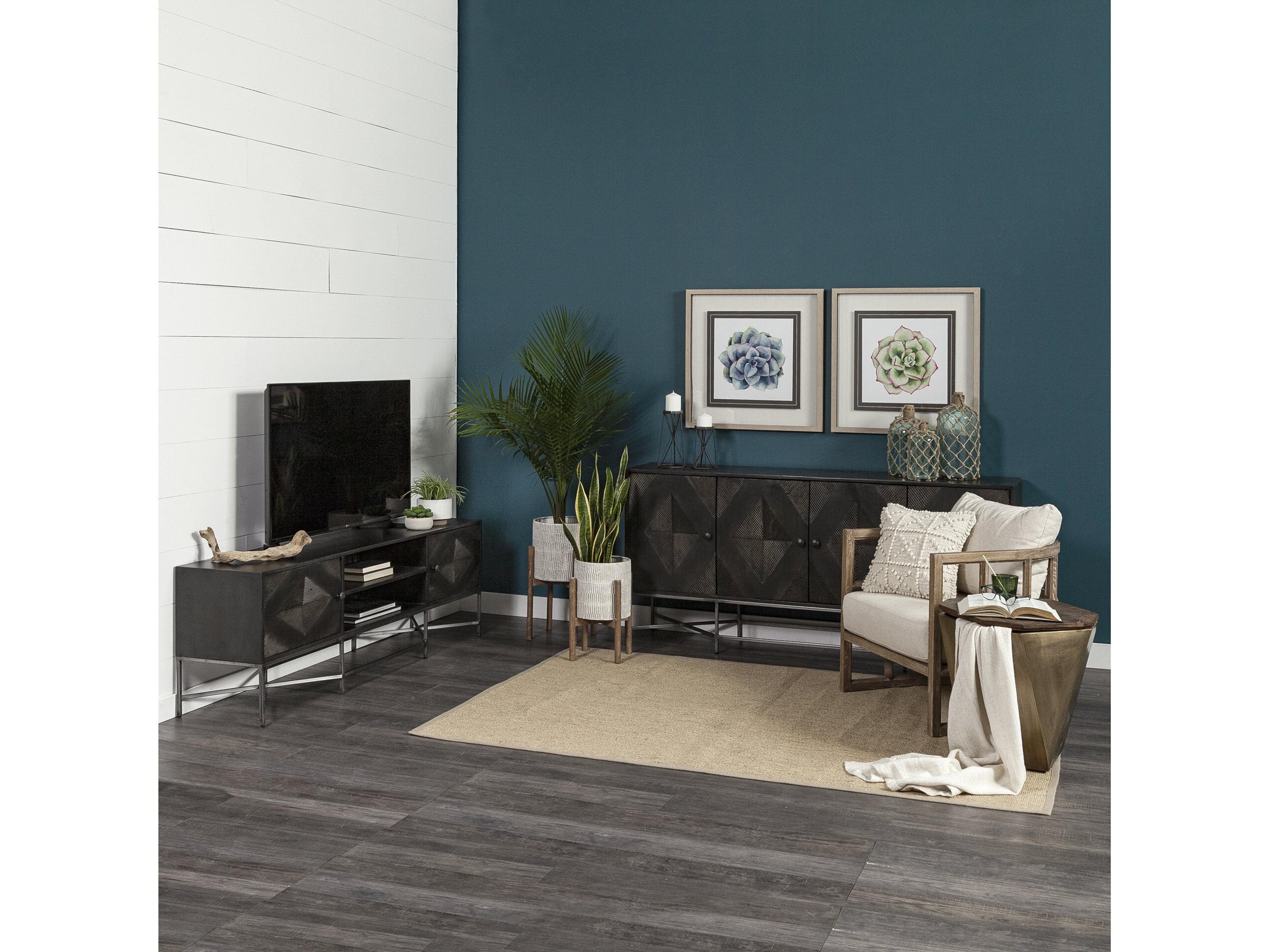 Mercana Esagono Octagonal Gold Metal-Clad Reclaimed Wood End/Side Table w/ Storage