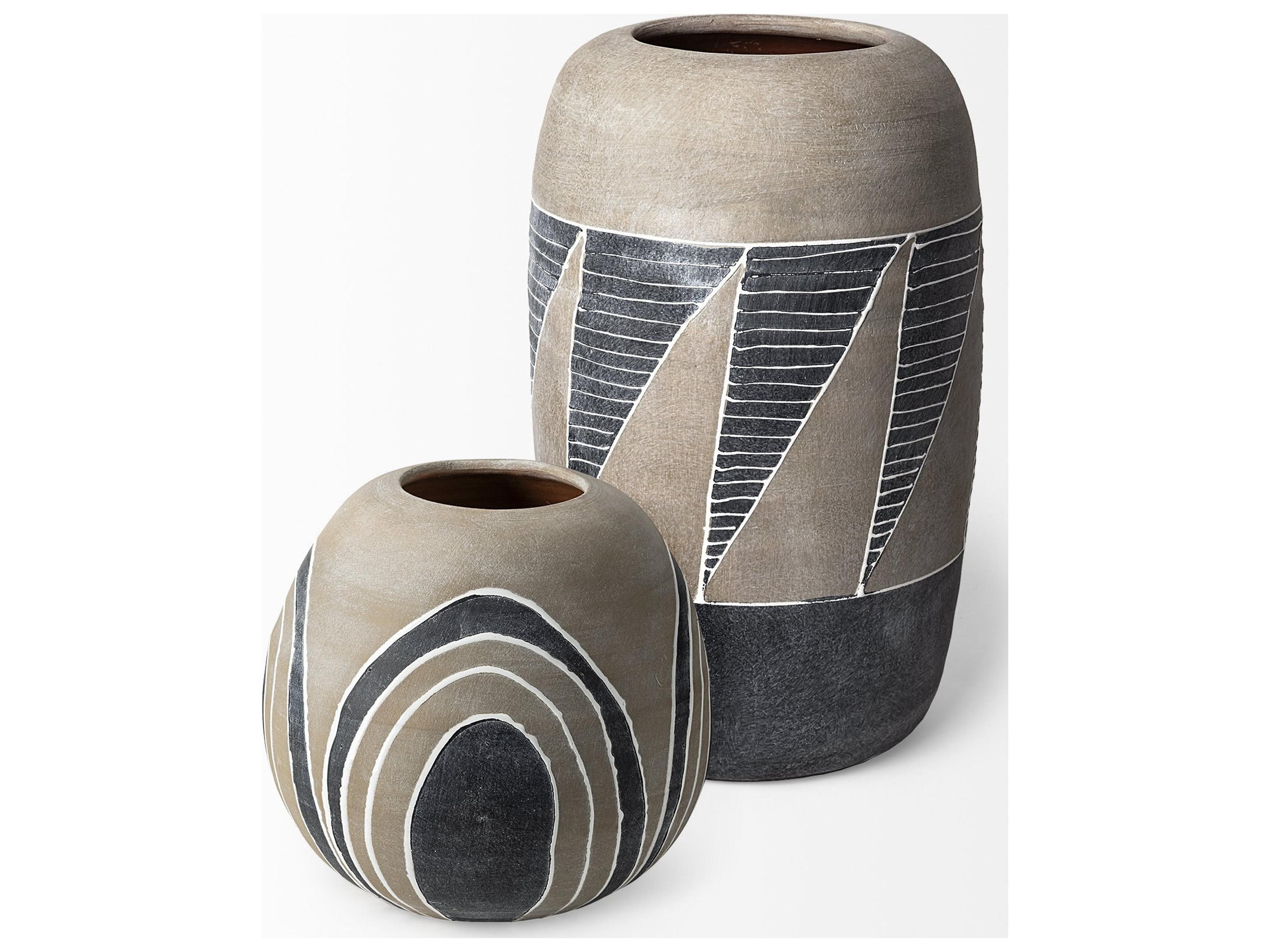 Mercana Cove Grey/Brown Ceramic Vase