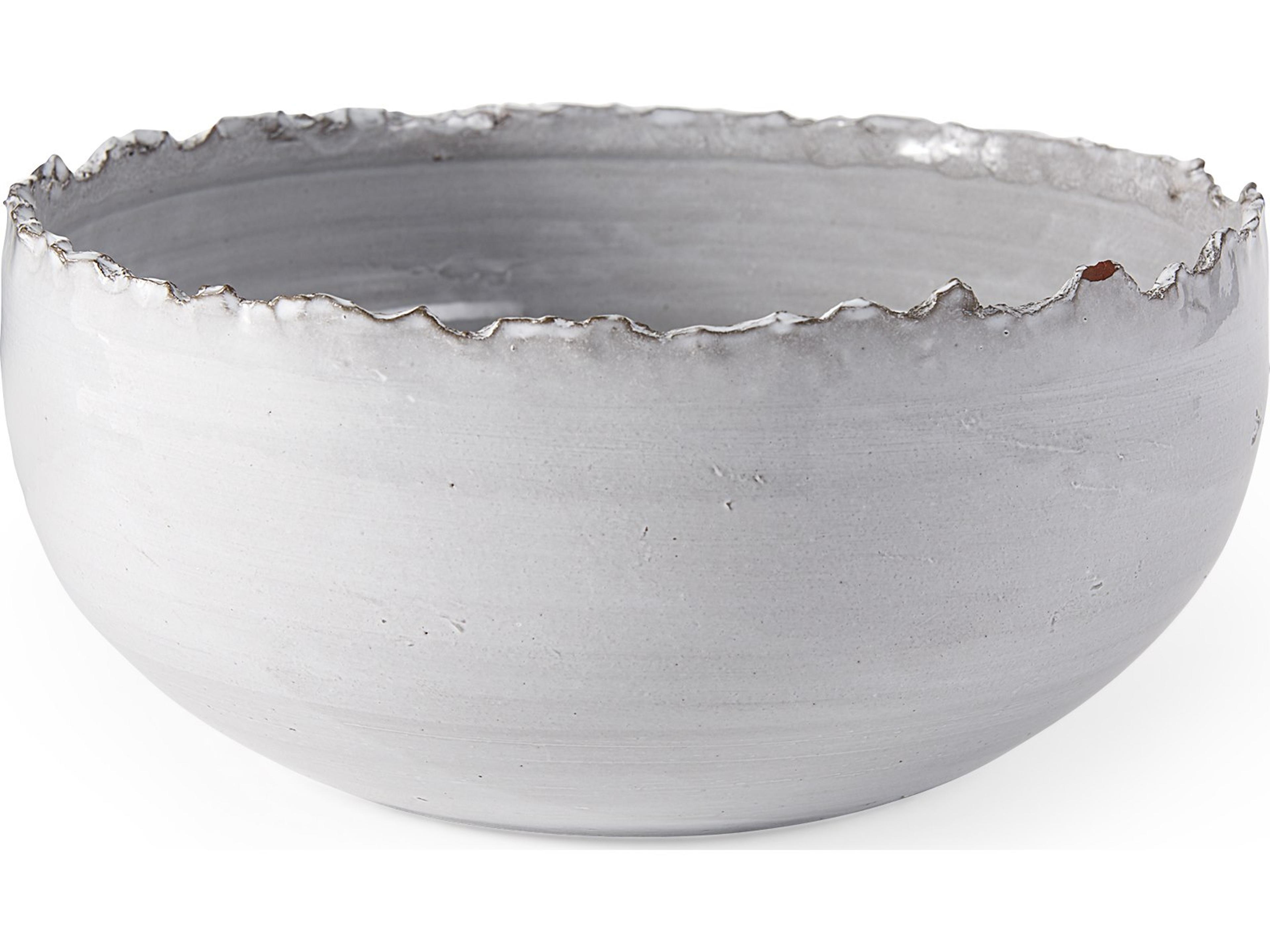 Mercana Larsen 13L x 13W White Ceramic Large Decorative Bowl