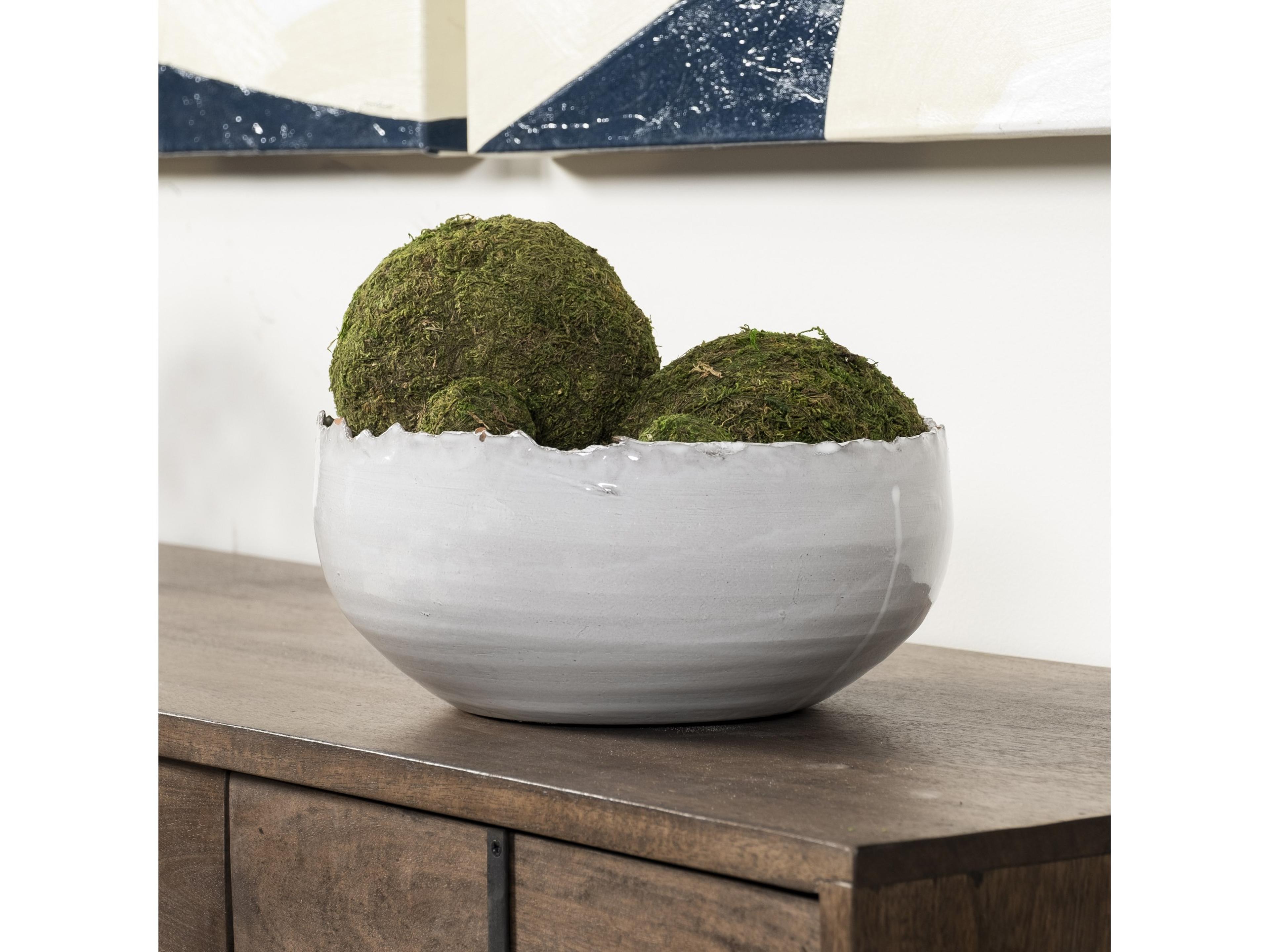 Mercana Larsen 13L x 13W White Ceramic Large Decorative Bowl