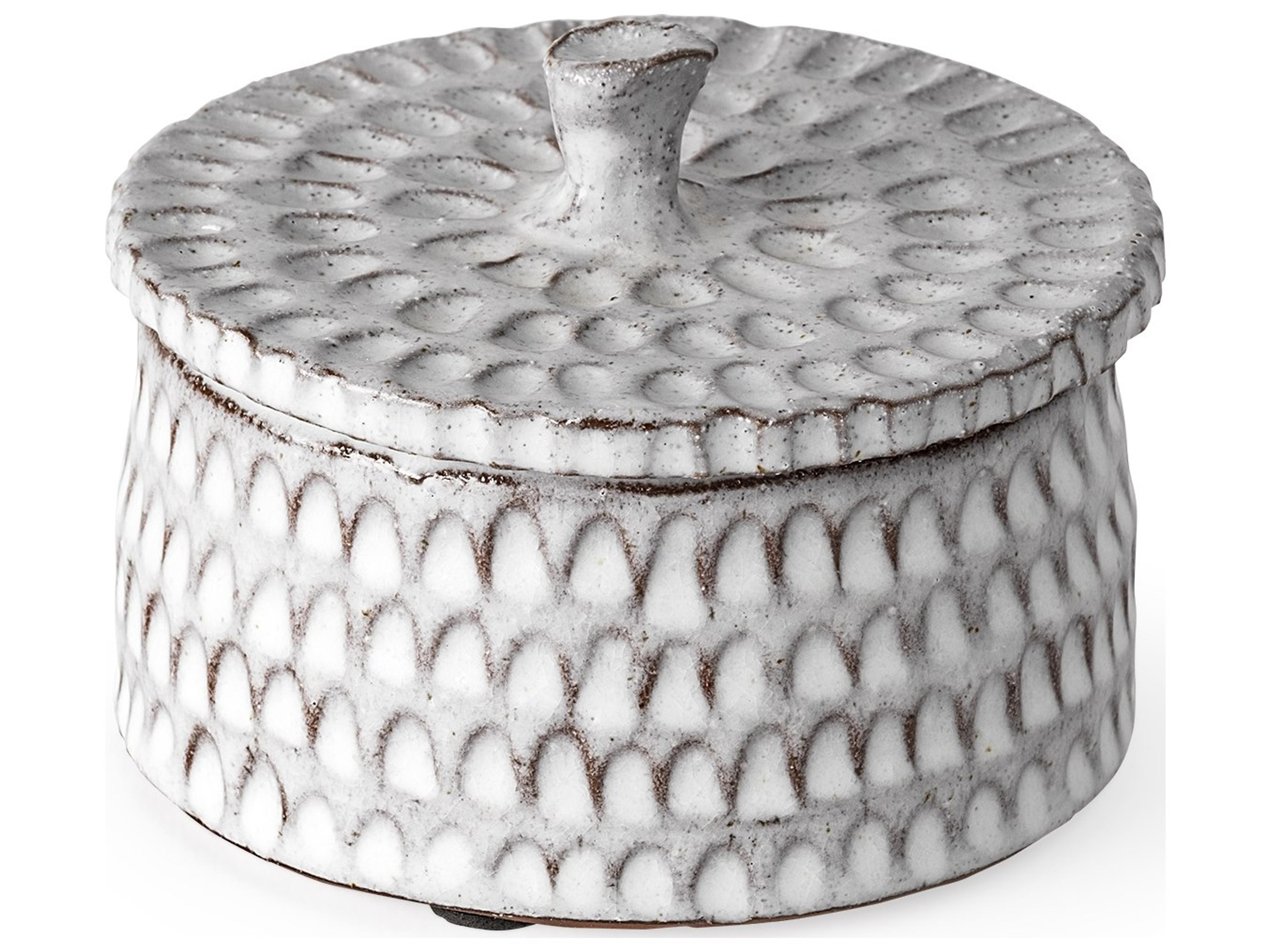 Azul (Small) 5L x 5W Gray Ceramic Detailed Decorative Box