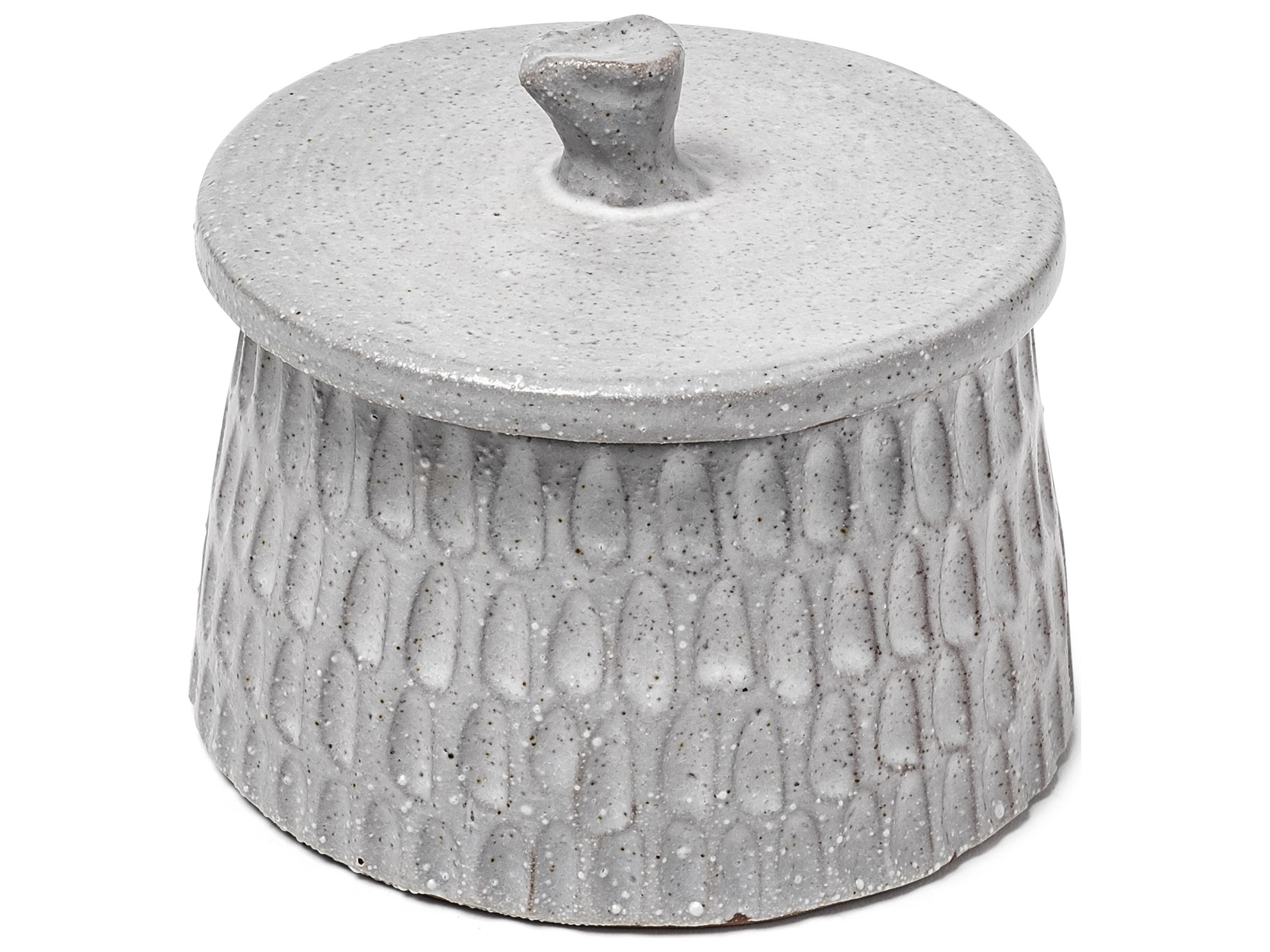 Azul (Large) 5L x 5W Gray Ceramic Detailed Decorative Box