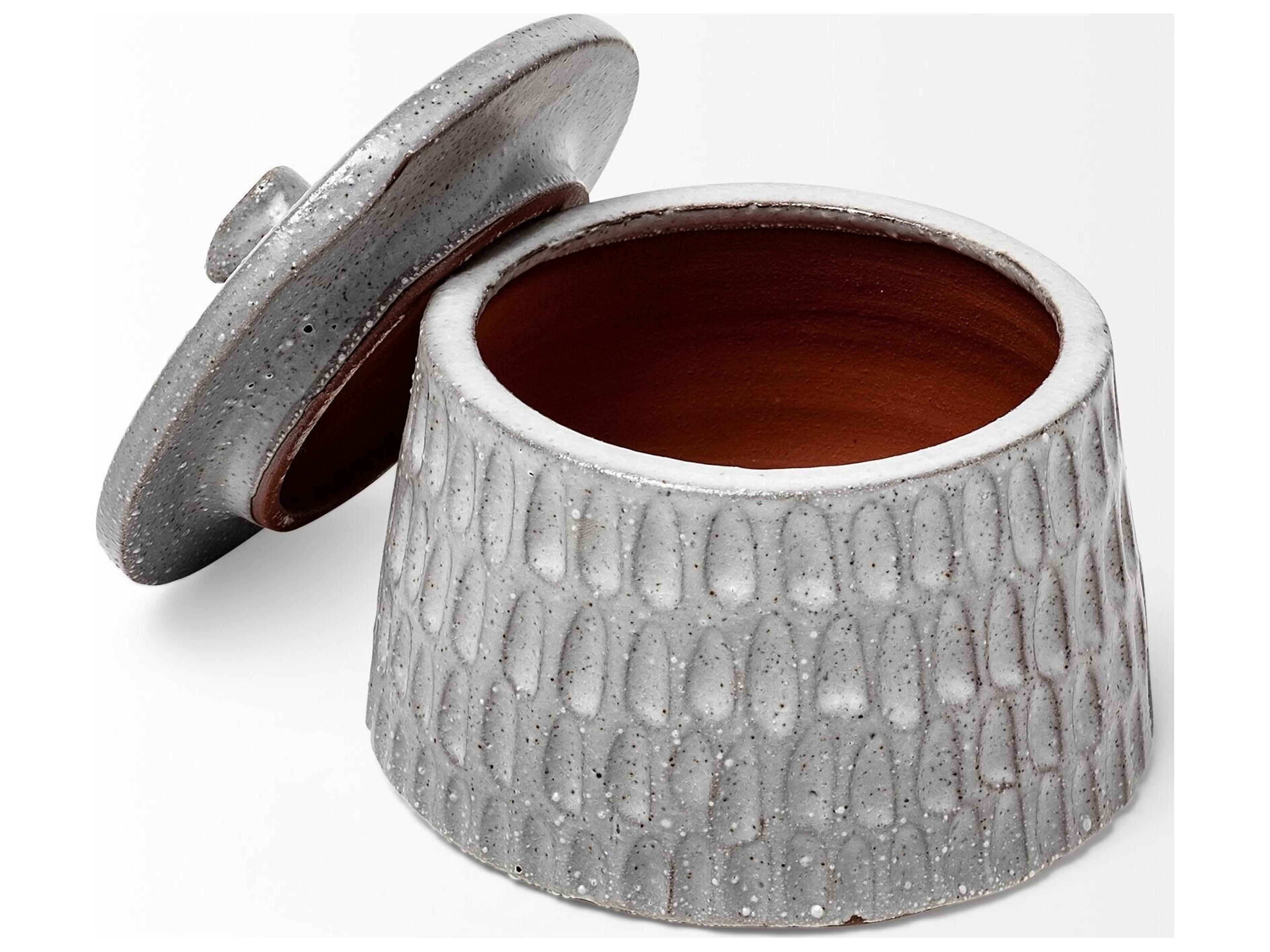 Mercana Azul (Large) 5L x 5W Gray Ceramic Detailed Decorative Box