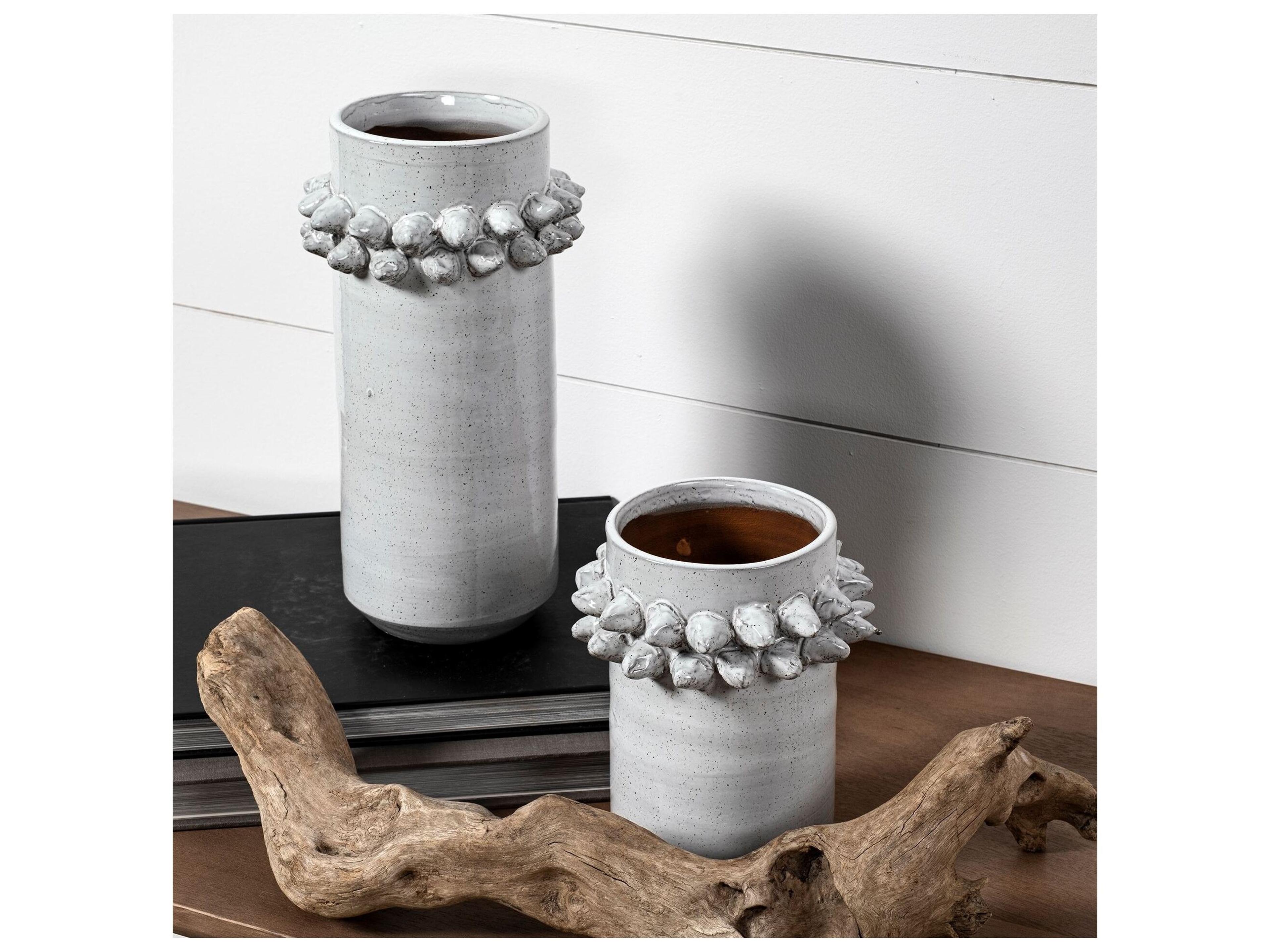 Mercana Farmhampton Large Gray Spoked Ceramic Vase